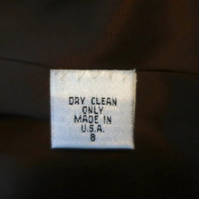 Richard Tyler Couture Coat Black Wool with Brown Leather Trim Size 8 NEW