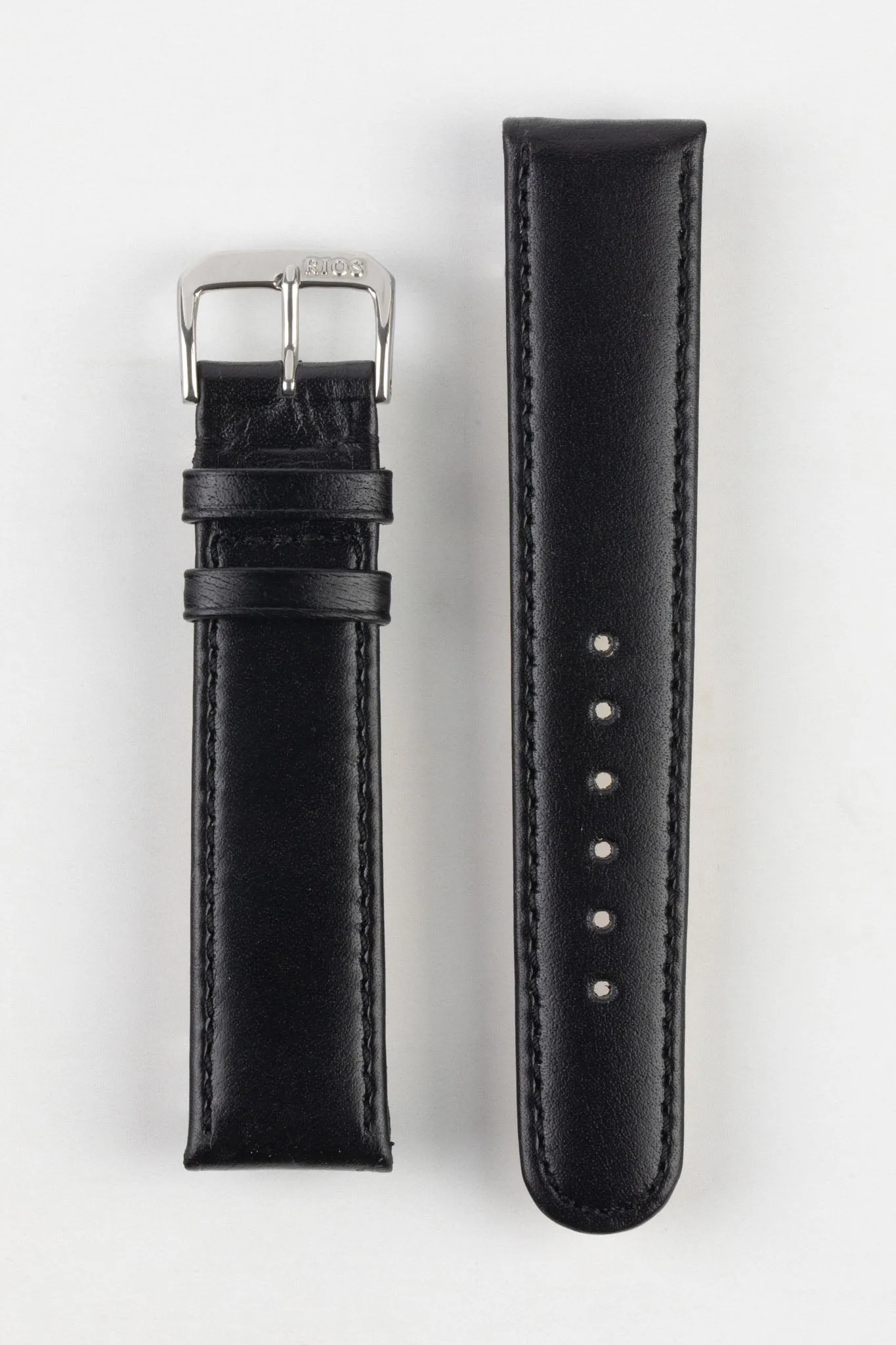 RIOS1931 ARIZONA Genuine Saddle Leather Hook-On Watch Strap in BLACK