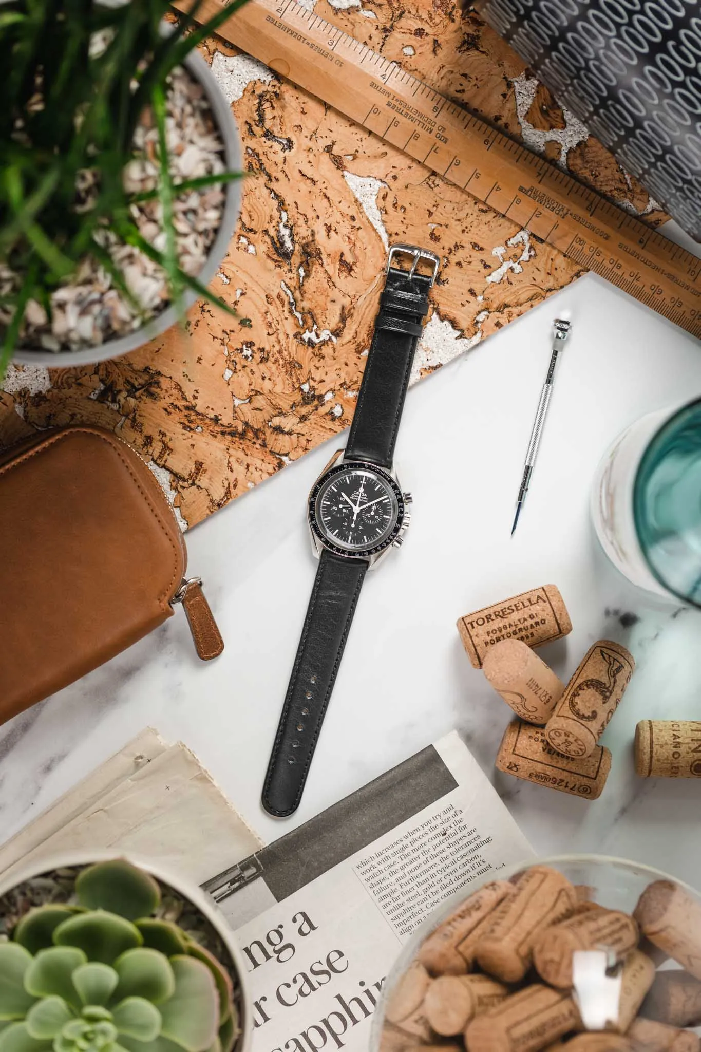 RIOS1931 ARIZONA Genuine Saddle Leather Watch Strap in BLACK