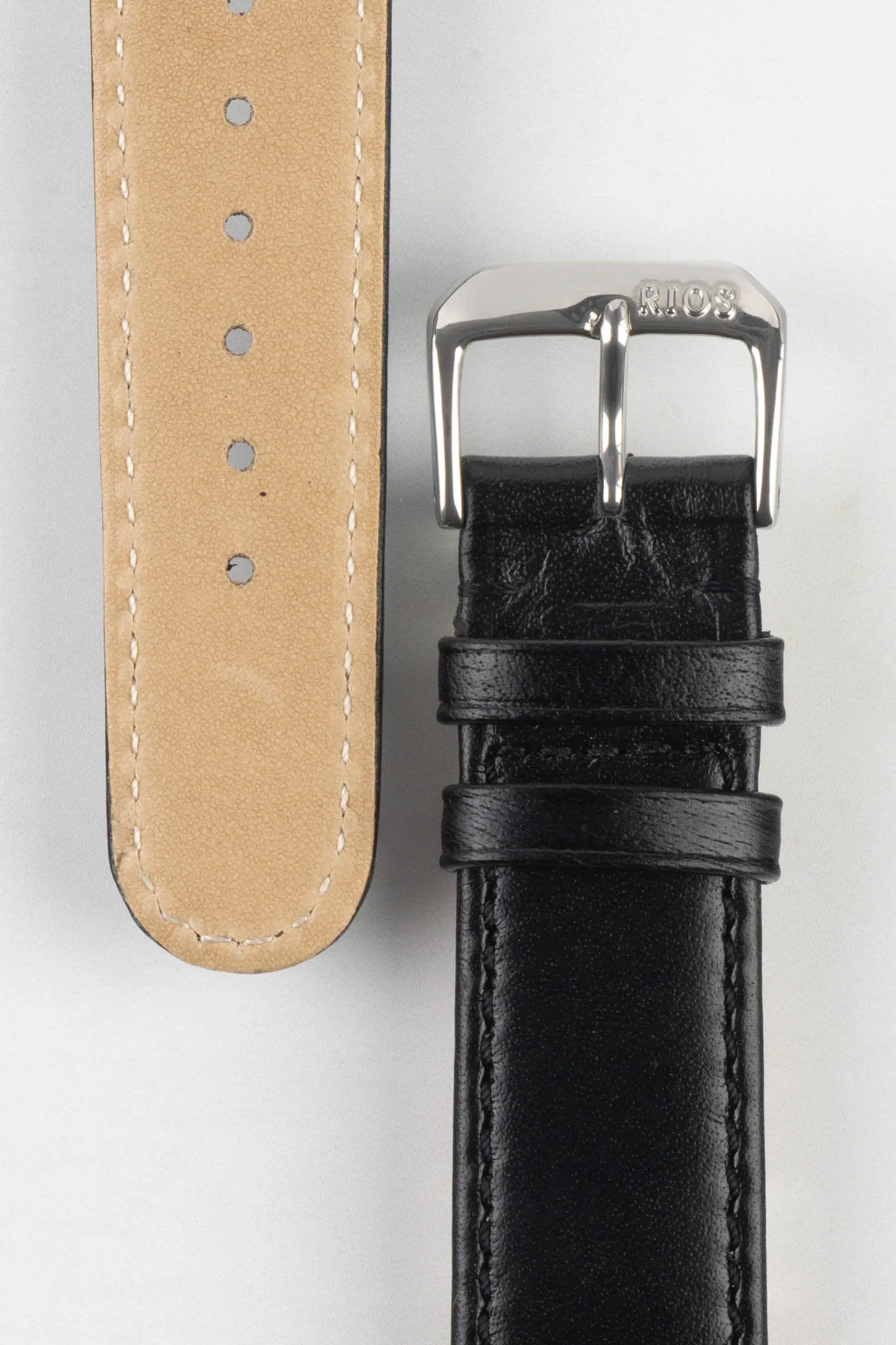 RIOS1931 ARIZONA Genuine Saddle Leather Watch Strap in BLACK