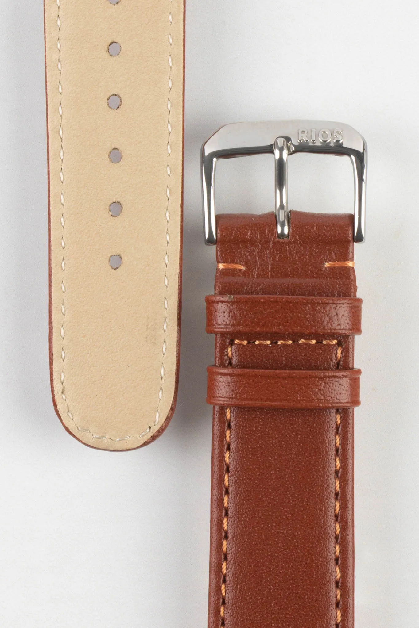 RIOS1931 ARIZONA Genuine Saddle Leather Watch Strap in COGNAC
