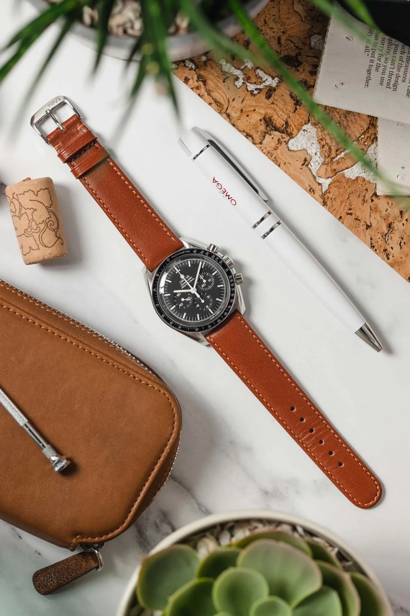 RIOS1931 ARIZONA Genuine Saddle Leather Watch Strap in COGNAC