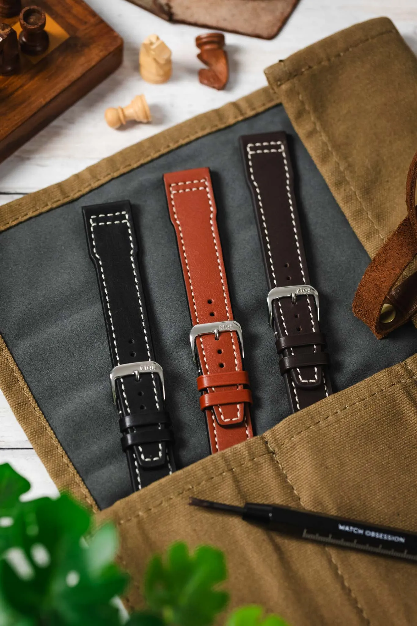 RIOS1931 BLIZZARD Genuine Calfskin Leather Watch Strap in Mocha
