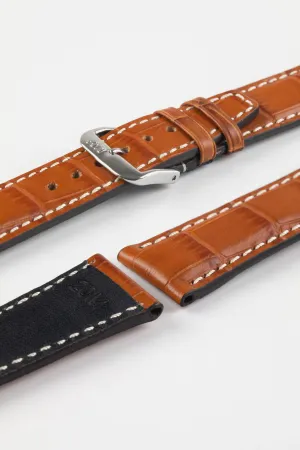 RIOS1931 BOSTON Alligator-Embossed Leather Watch Strap in COGNAC
