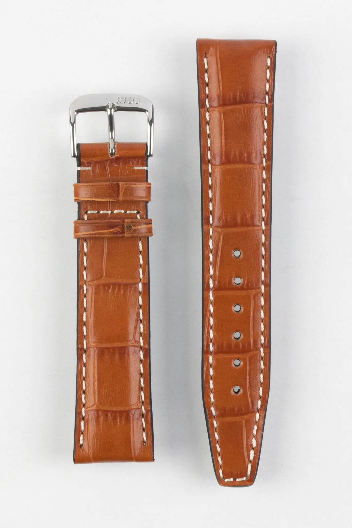 RIOS1931 BOSTON Alligator-Embossed Leather Watch Strap in COGNAC