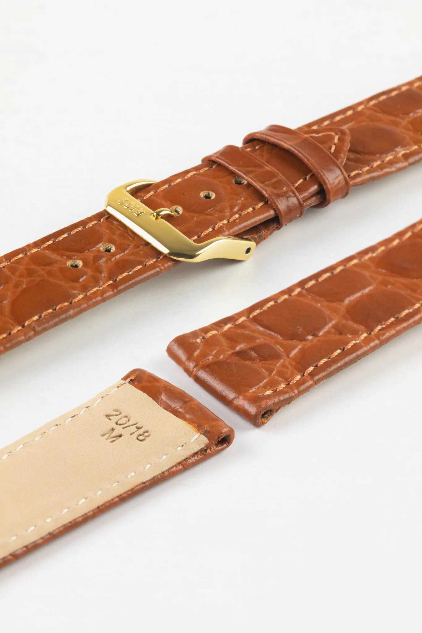 RIOS1931 BRAZIL Crocodile-Embossed Leather Watch Strap in COGNAC