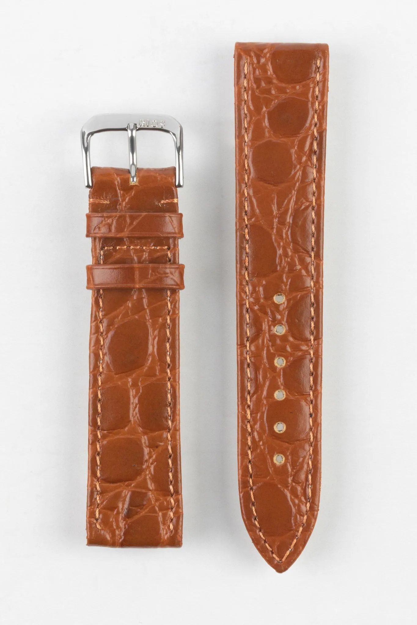 RIOS1931 BRAZIL Crocodile-Embossed Leather Watch Strap in COGNAC