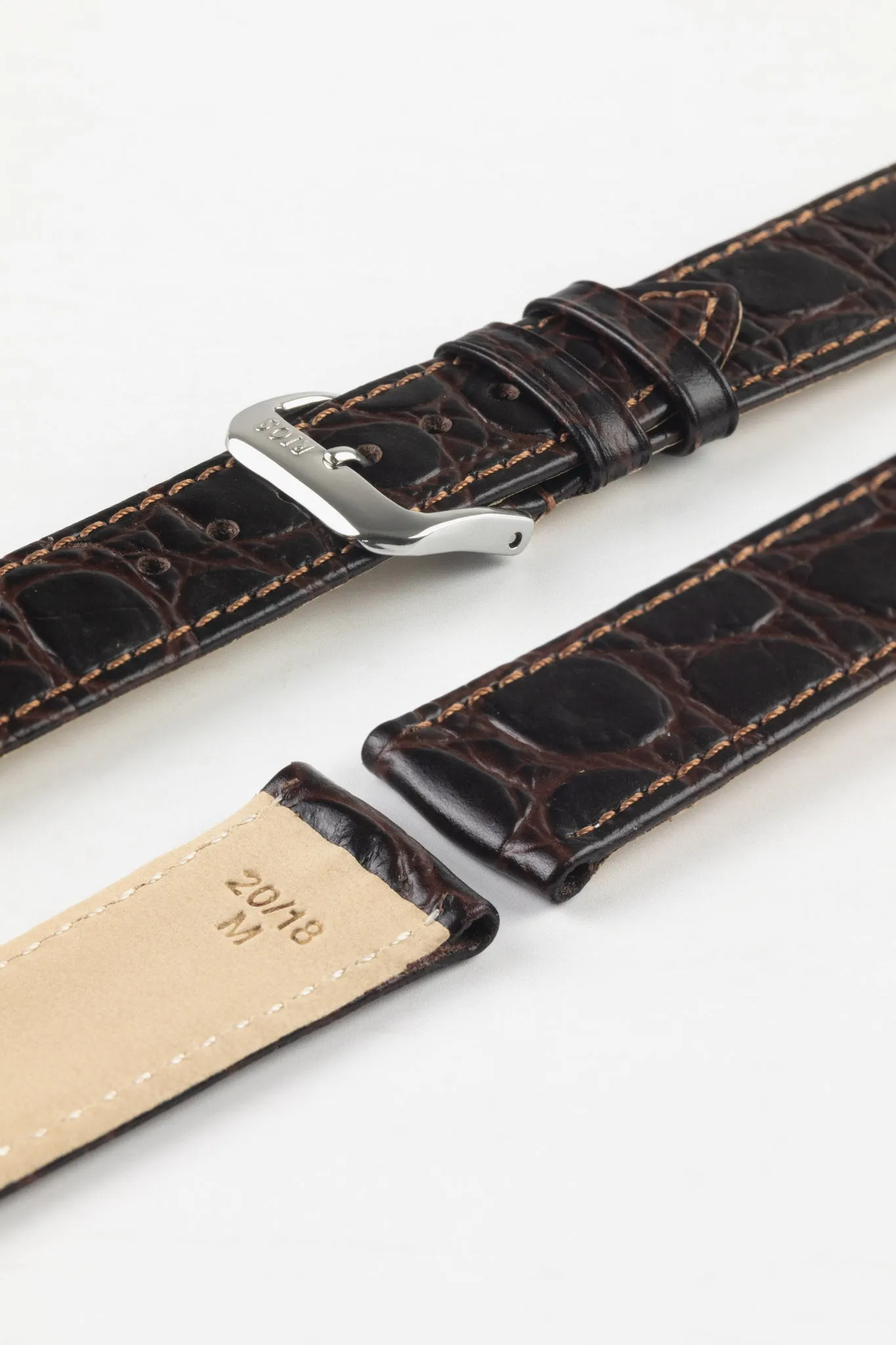 RIOS1931 BRAZIL Crocodile-Embossed Leather Watch Strap in MOCHA