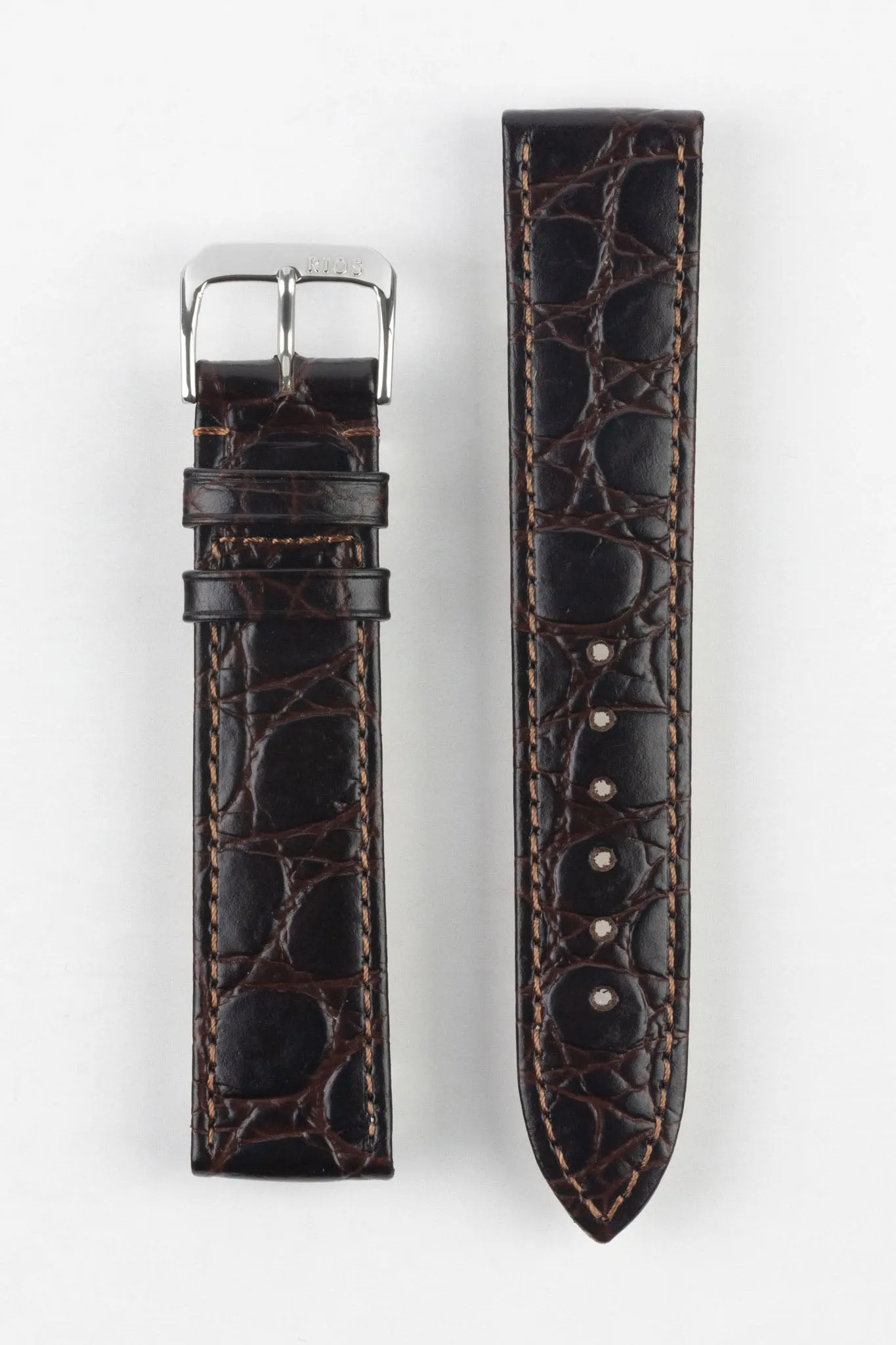RIOS1931 BRAZIL Crocodile-Embossed Leather Watch Strap in MOCHA
