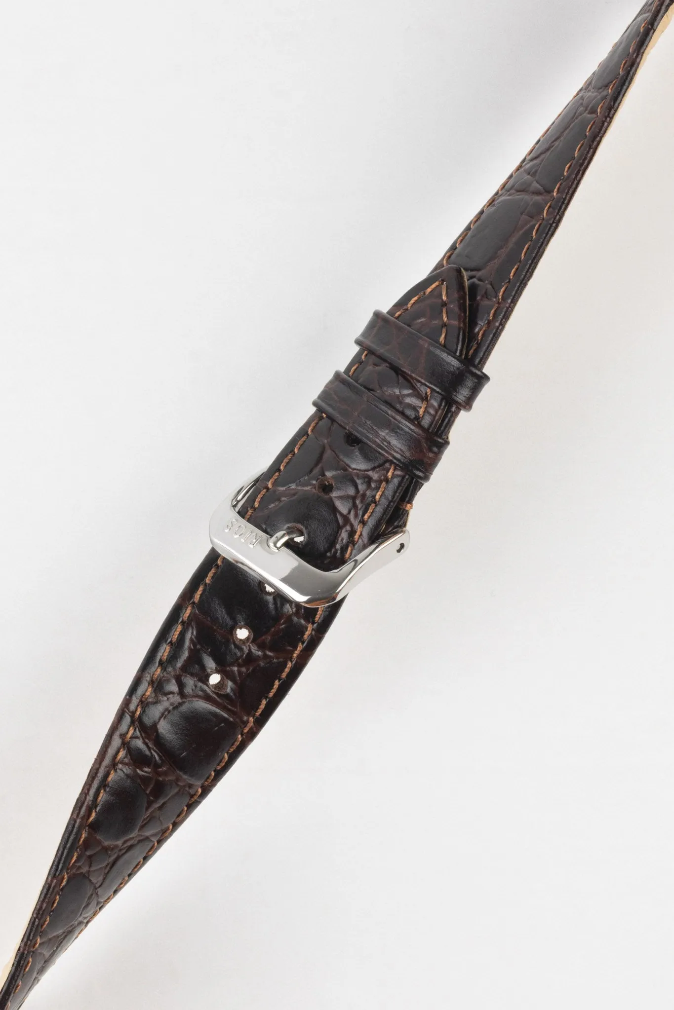 RIOS1931 BRAZIL Crocodile-Embossed Leather Watch Strap in MOCHA