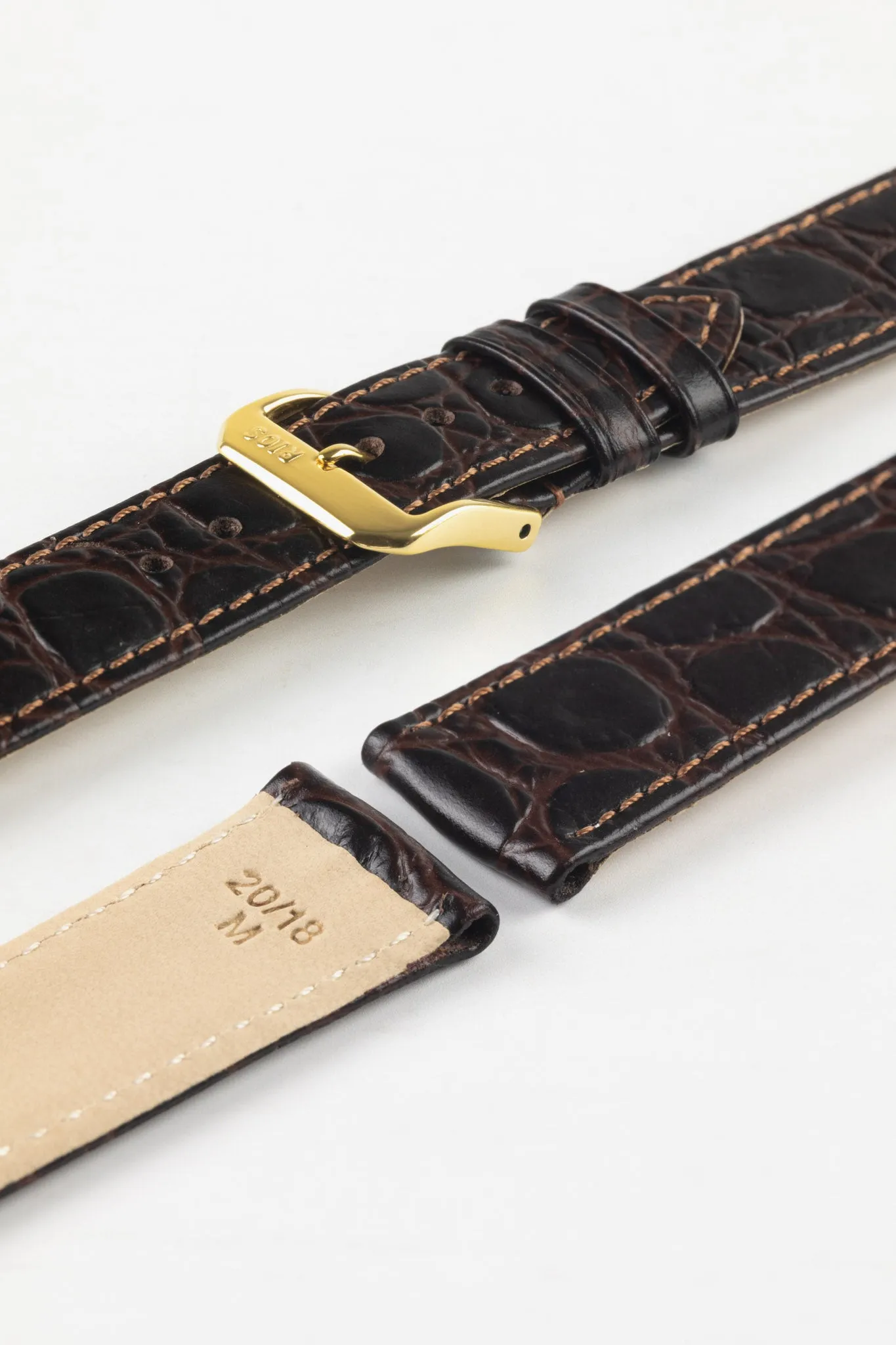 RIOS1931 BRAZIL Crocodile-Embossed Leather Watch Strap in MOCHA