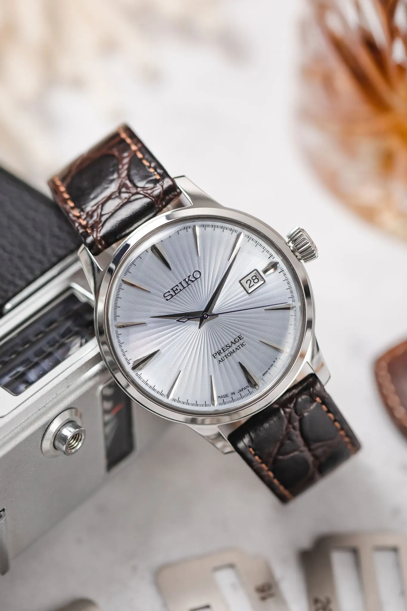RIOS1931 BRAZIL Crocodile-Embossed Leather Watch Strap in MOCHA