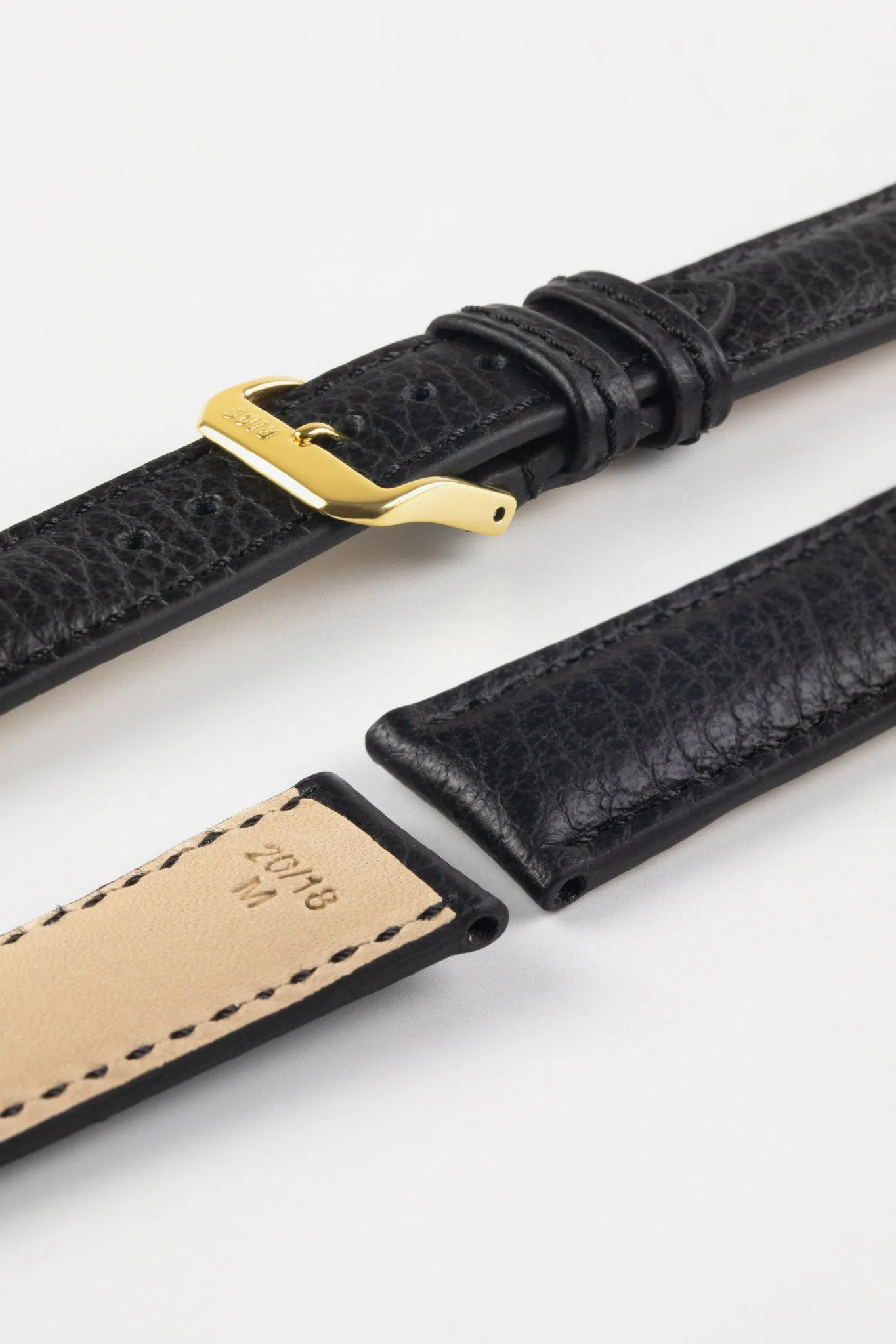 RIOS1931 COLORADO Genuine Buffalo Leather Watch Strap in BLACK