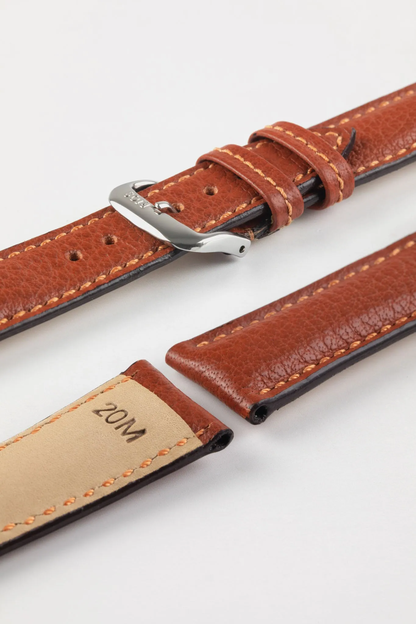 RIOS1931 COLORADO Genuine Buffalo Leather Watch Strap in COGNAC