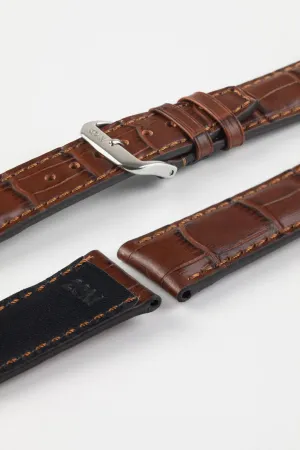 RIOS1931 DALLAS Alligator-Embossed Leather Watch Strap in MAHOGANY