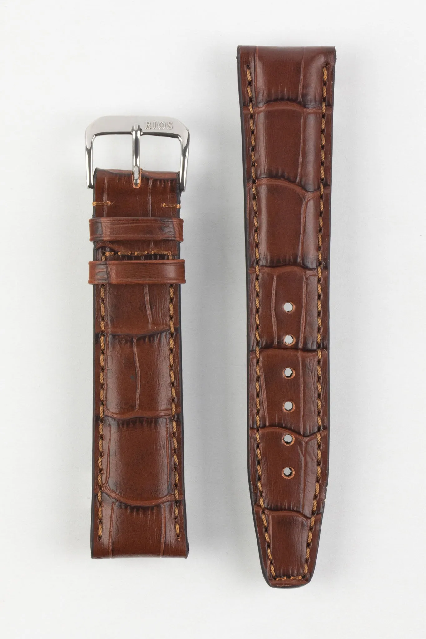 RIOS1931 DALLAS Alligator-Embossed Leather Watch Strap in MAHOGANY