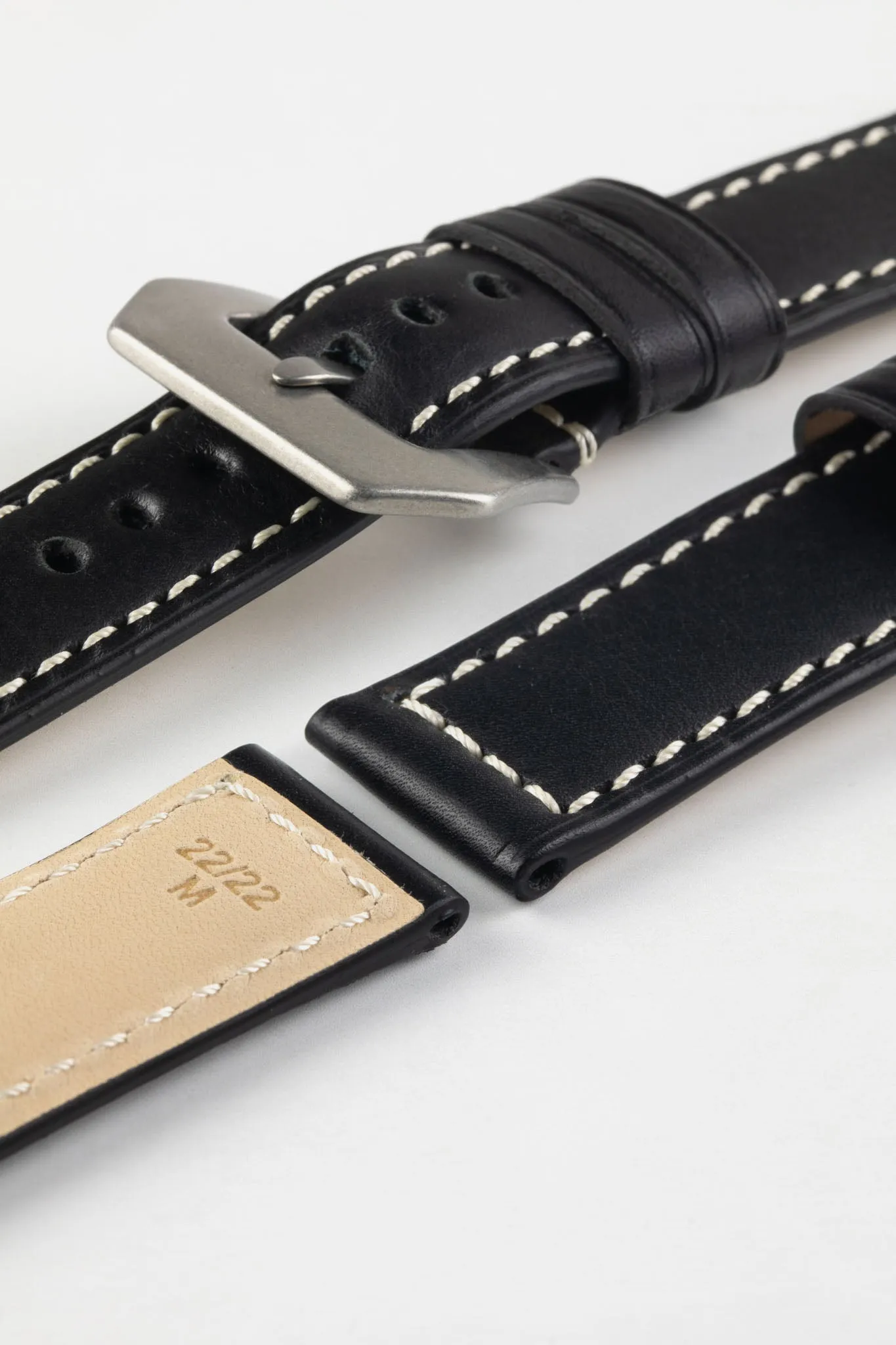RIOS1931 FIRENZE Genuine Russia Leather Watch Strap in BLACK