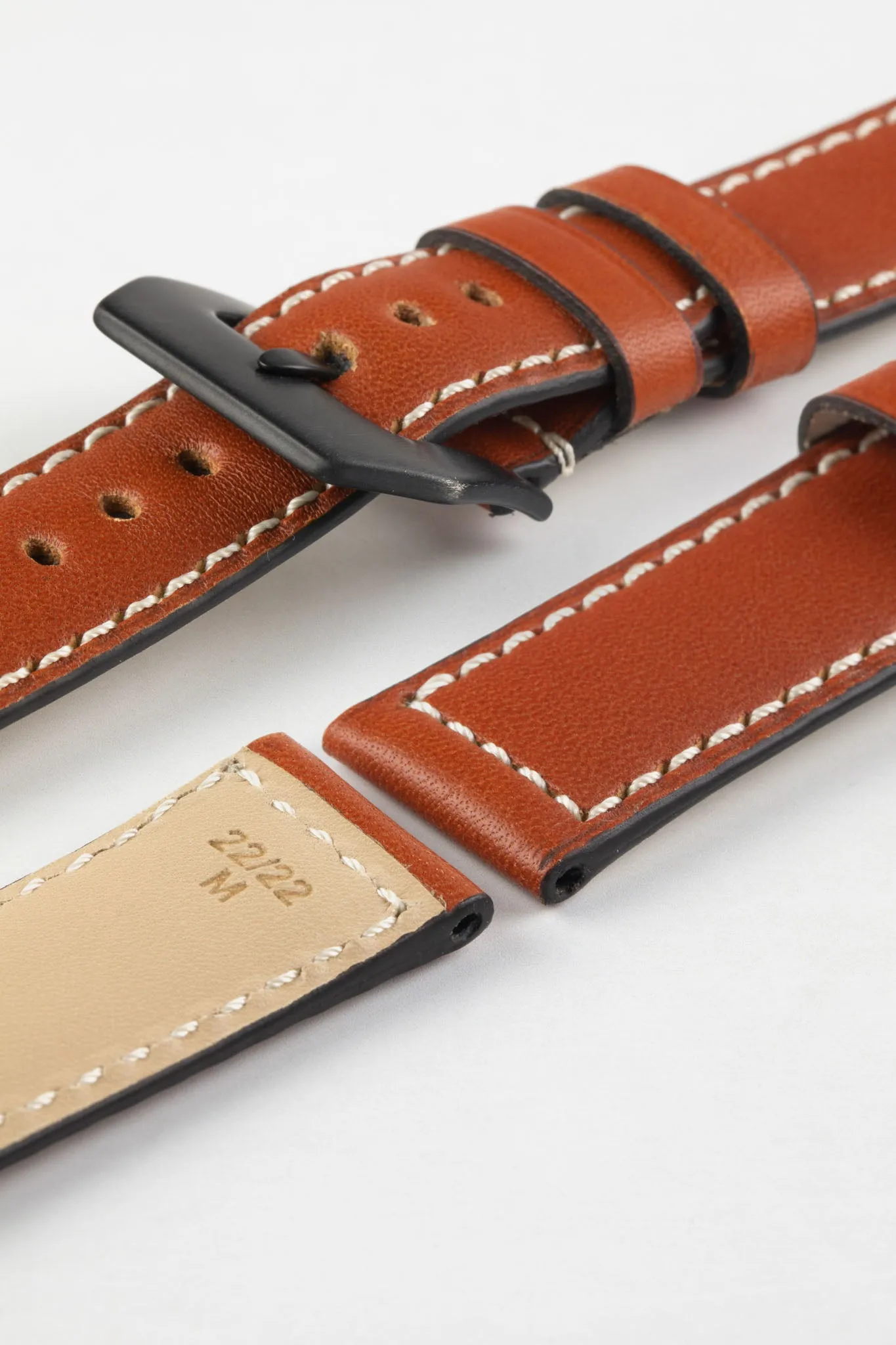 RIOS1931 FIRENZE Genuine Russia Leather Watch Strap in COGNAC