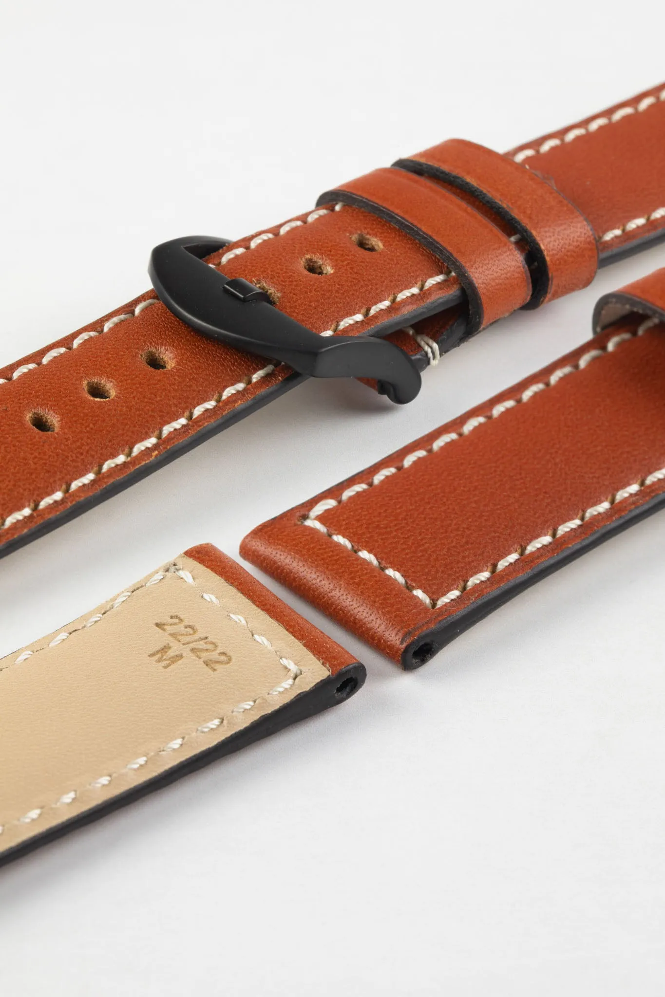 RIOS1931 FIRENZE Genuine Russia Leather Watch Strap in COGNAC