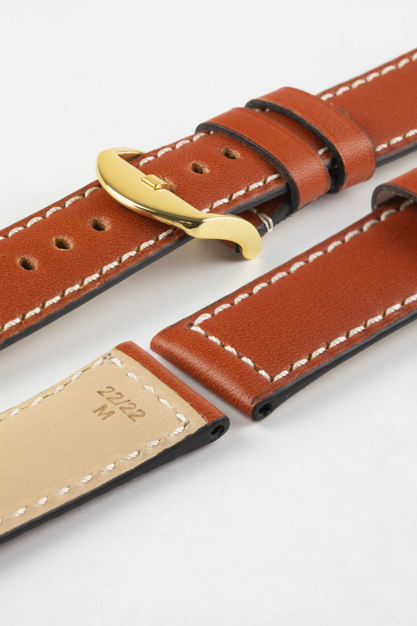 RIOS1931 FIRENZE Genuine Russia Leather Watch Strap in COGNAC