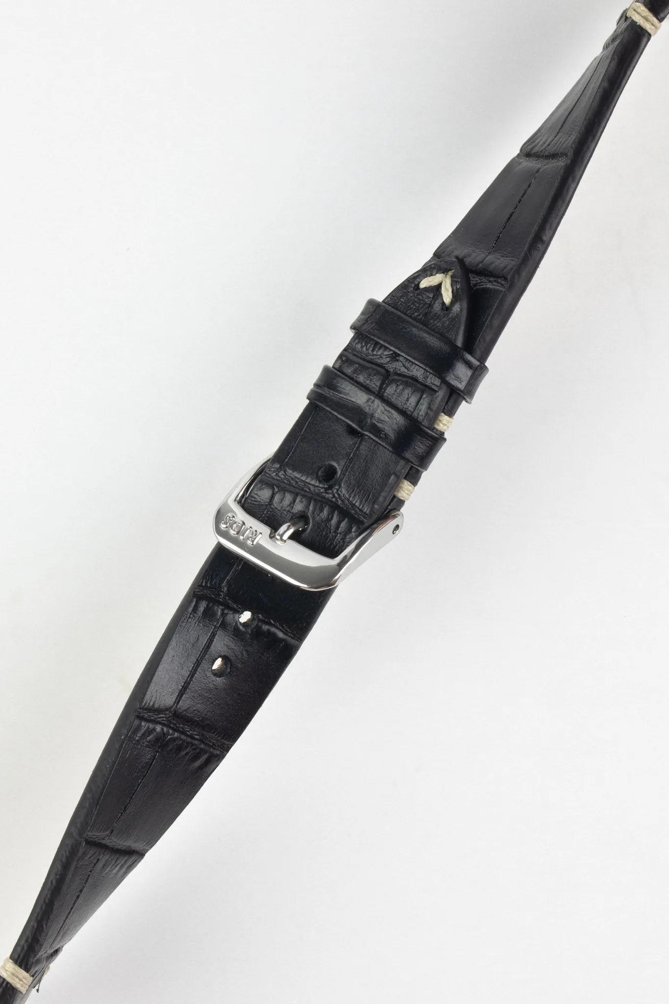 RIOS1931 HOLLYWOOD Alligator-Embossed Leather Watch Strap in BLACK