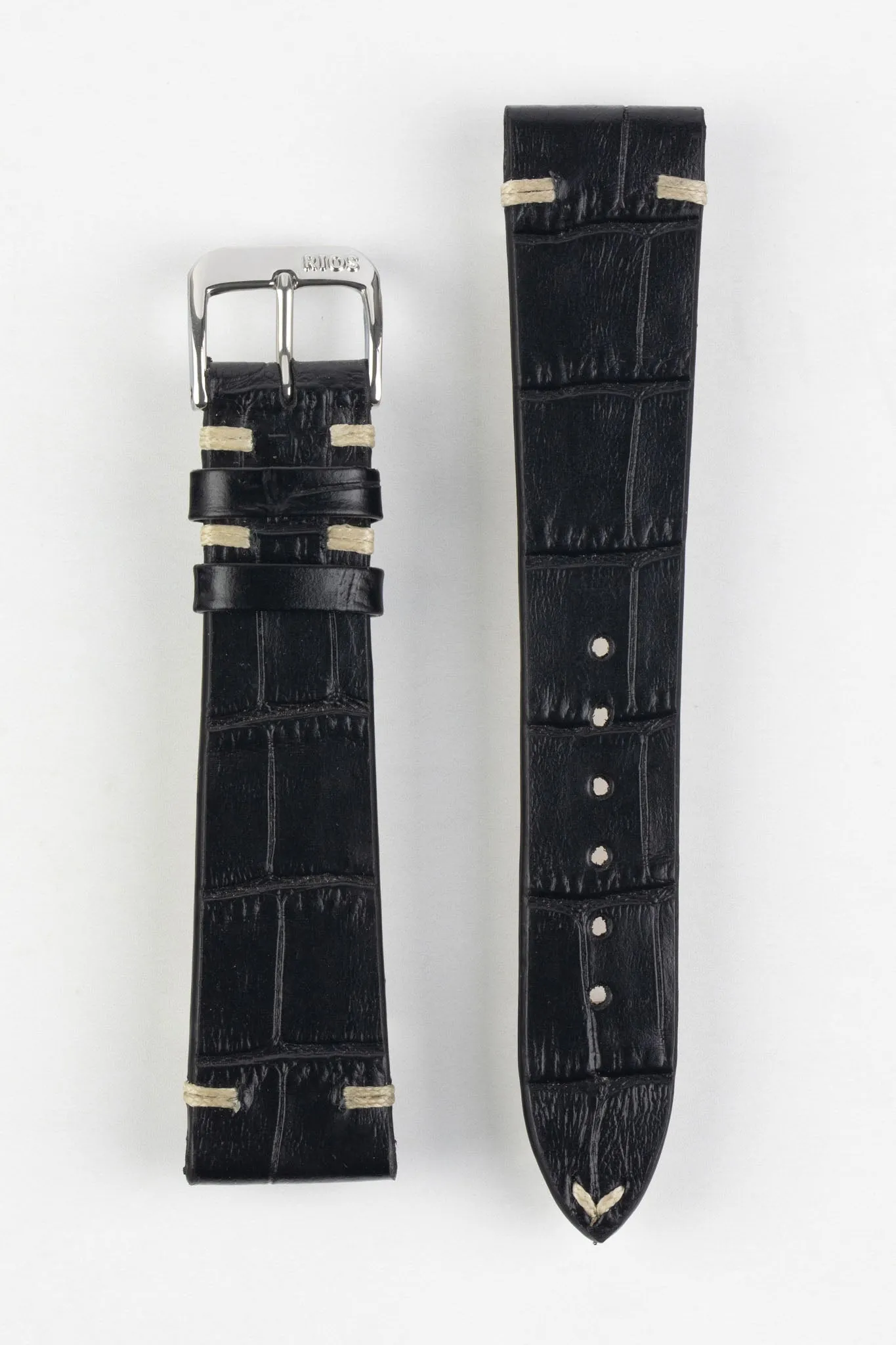 RIOS1931 HOLLYWOOD Alligator-Embossed Leather Watch Strap in BLACK