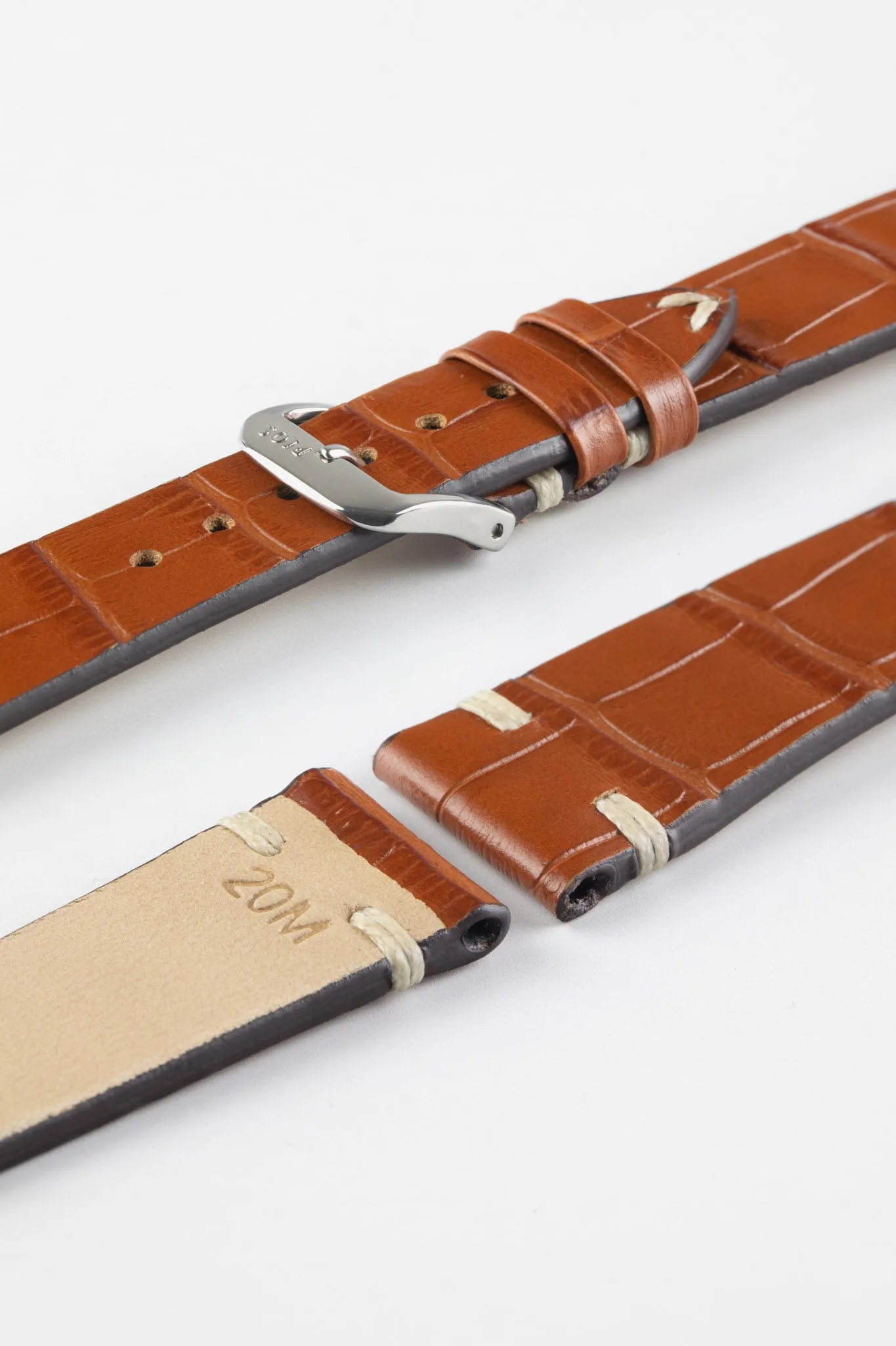RIOS1931 HOLLYWOOD Alligator-Embossed Leather Watch Strap in COGNAC
