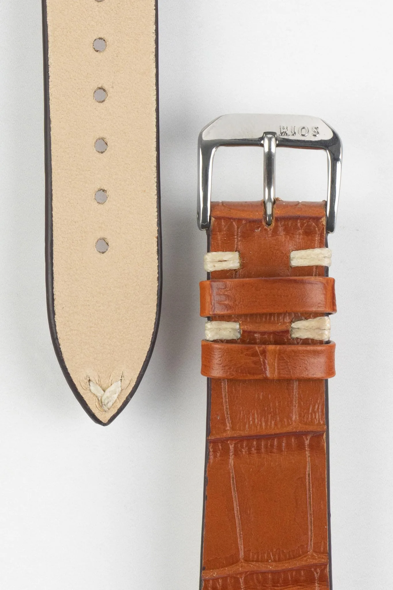 RIOS1931 HOLLYWOOD Alligator-Embossed Leather Watch Strap in COGNAC