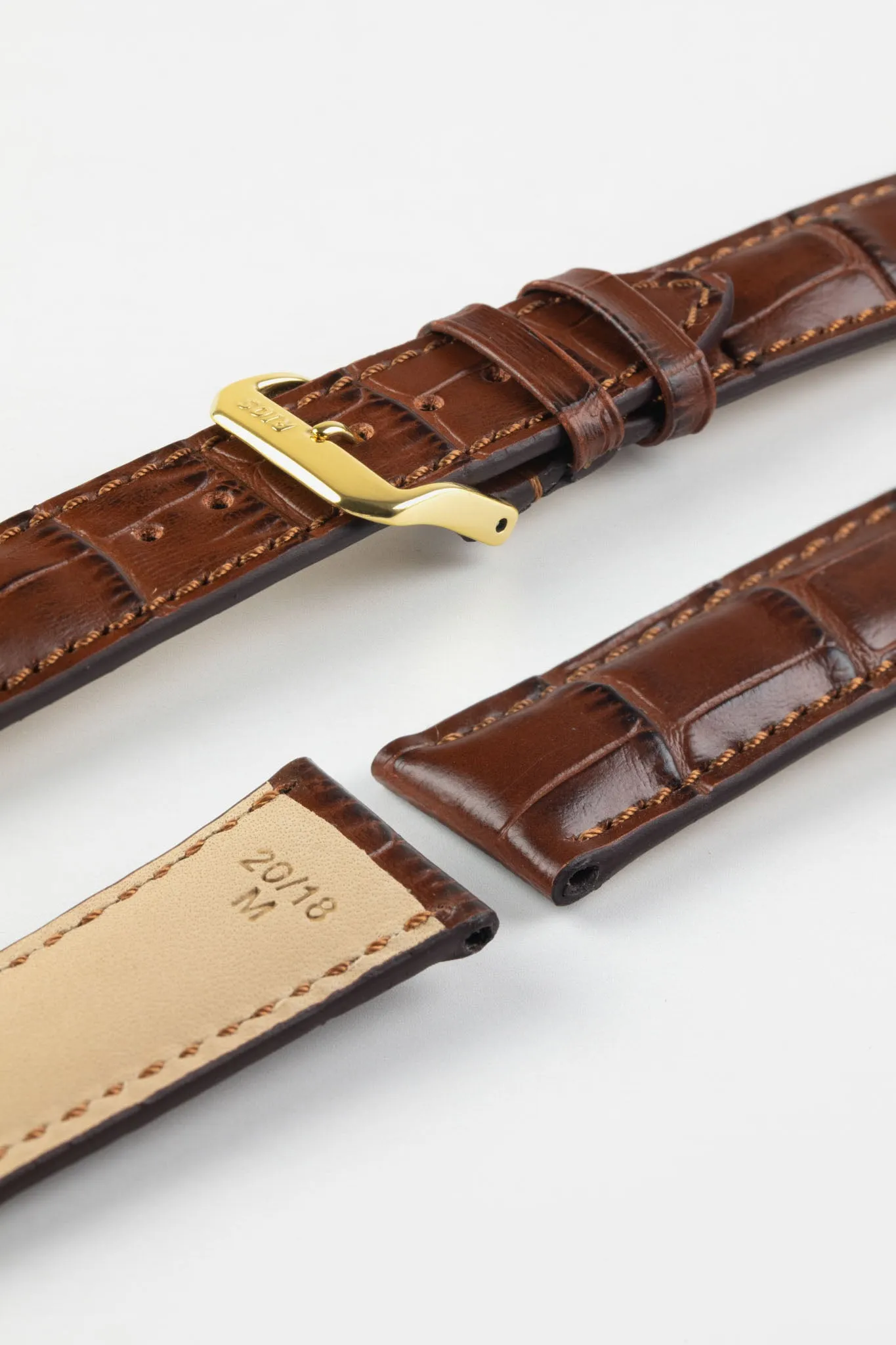 RIOS1931 LOUISIANA Alligator-Embossed Leather Watch Strap in MAHOGANY