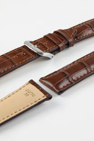 RIOS1931 LOUISIANA Alligator-Embossed Leather Watch Strap in MAHOGANY