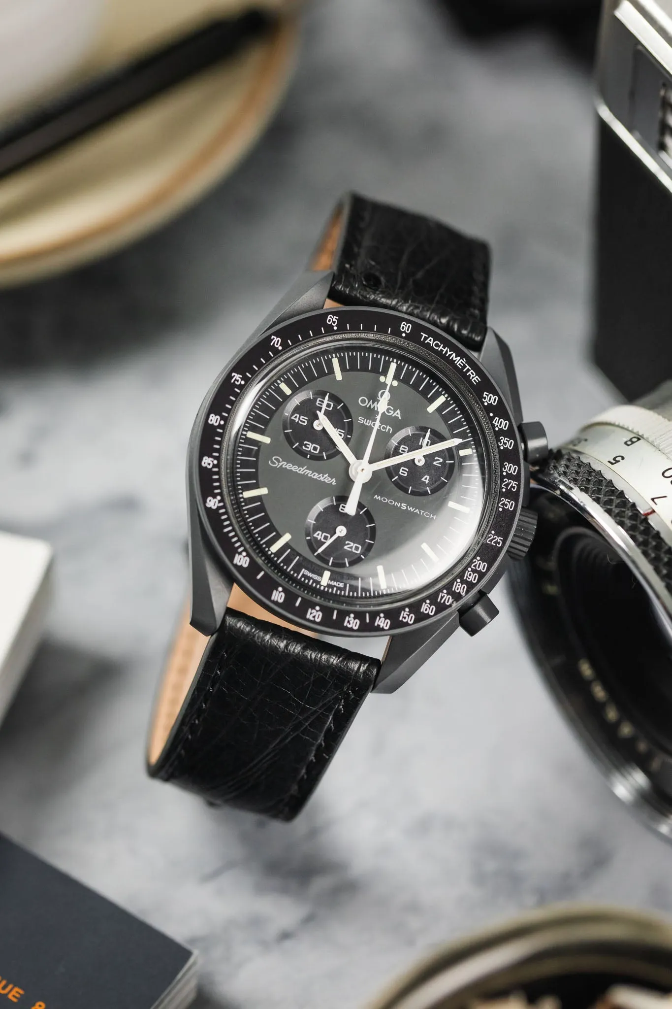 RIOS1931 MAISON Genuine Ostrich Leather Watch Strap in BLACK