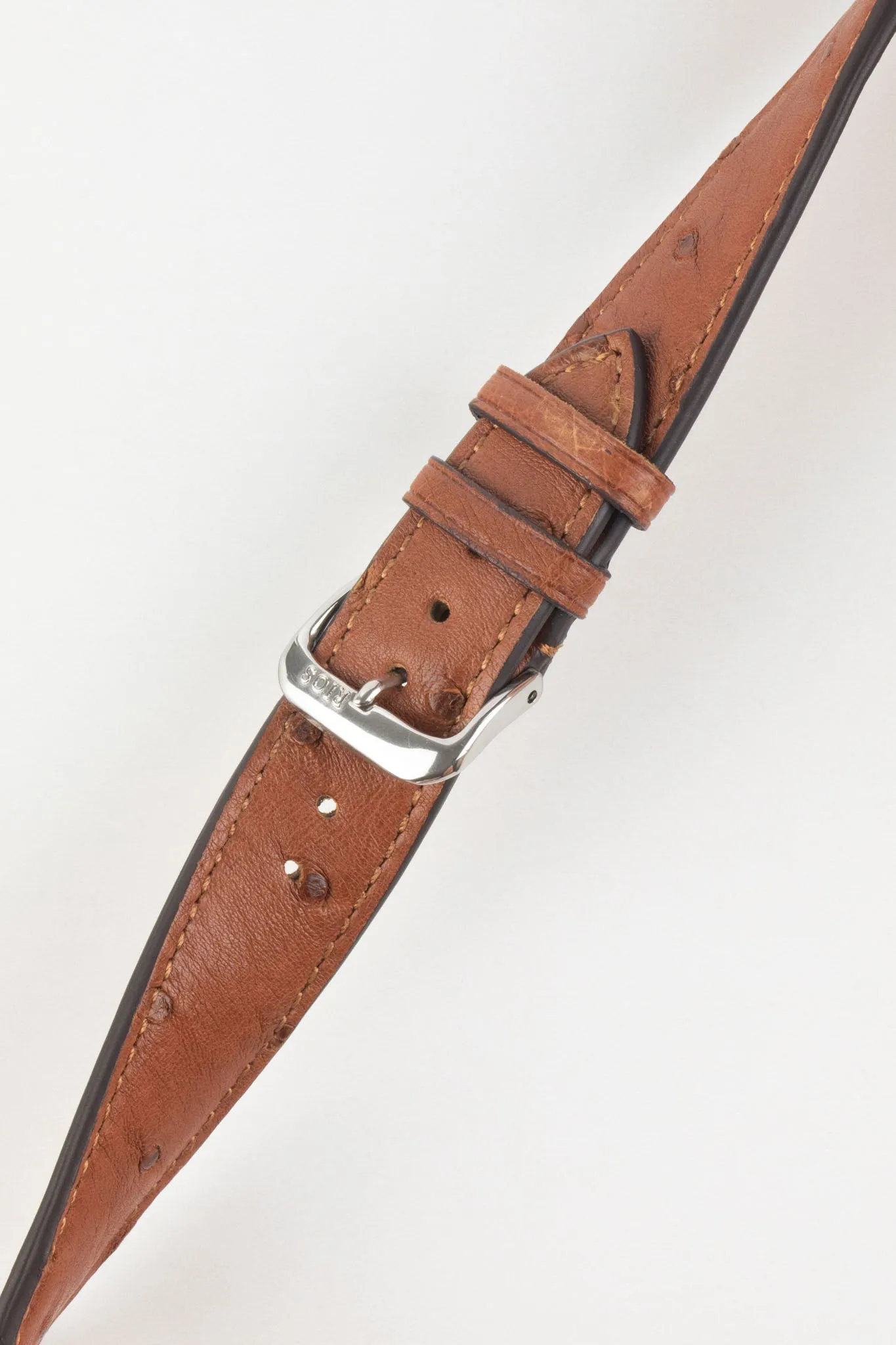 RIOS1931 MAISON Genuine Ostrich Leather Watch Strap in MAHOGANY