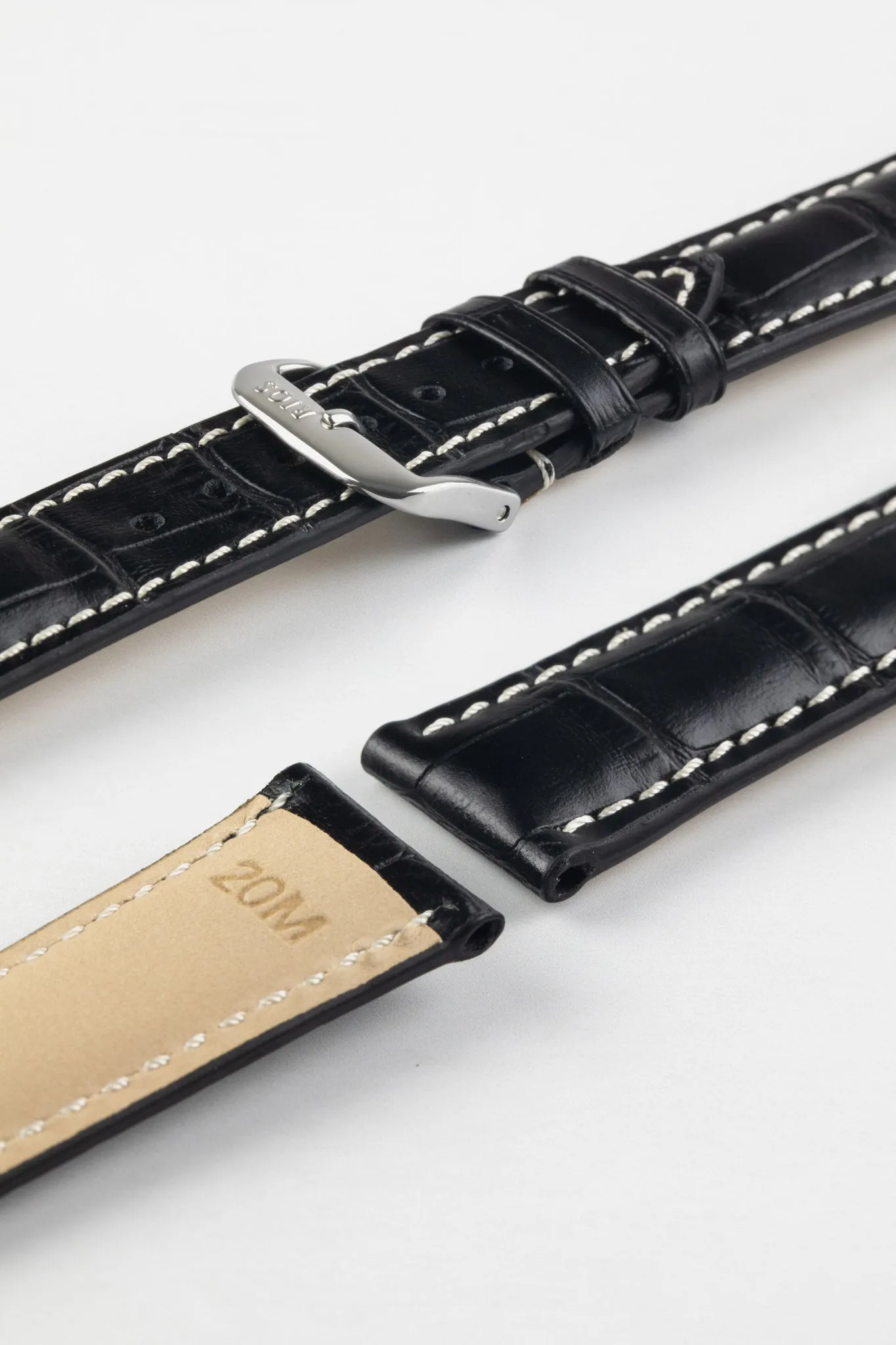 RIOS1931 NEW ORLEANS Alligator-Embossed Leather Watch Strap in BLACK