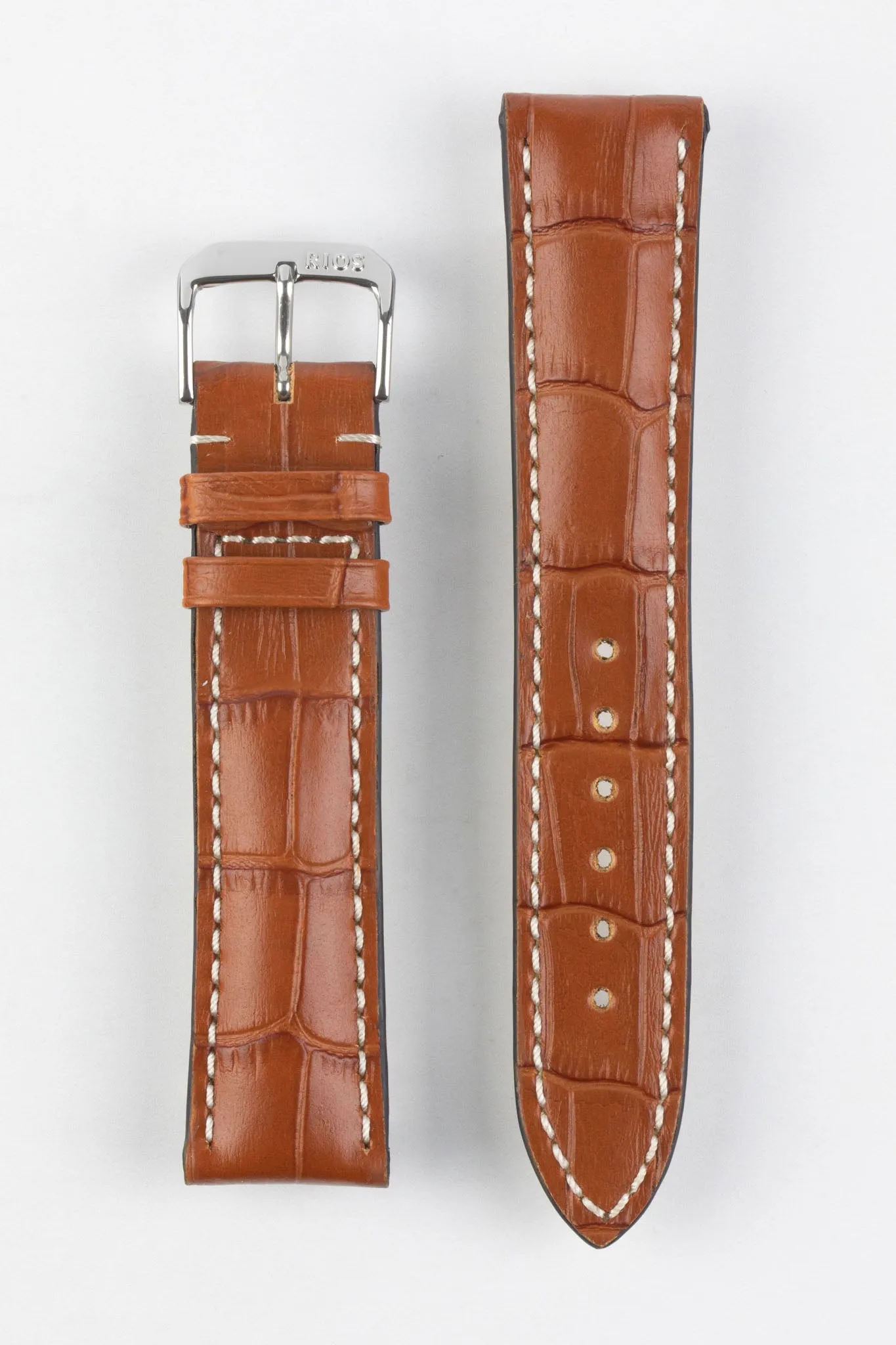 RIOS1931 NEW ORLEANS Alligator-Embossed Leather Watch Strap in COGNAC
