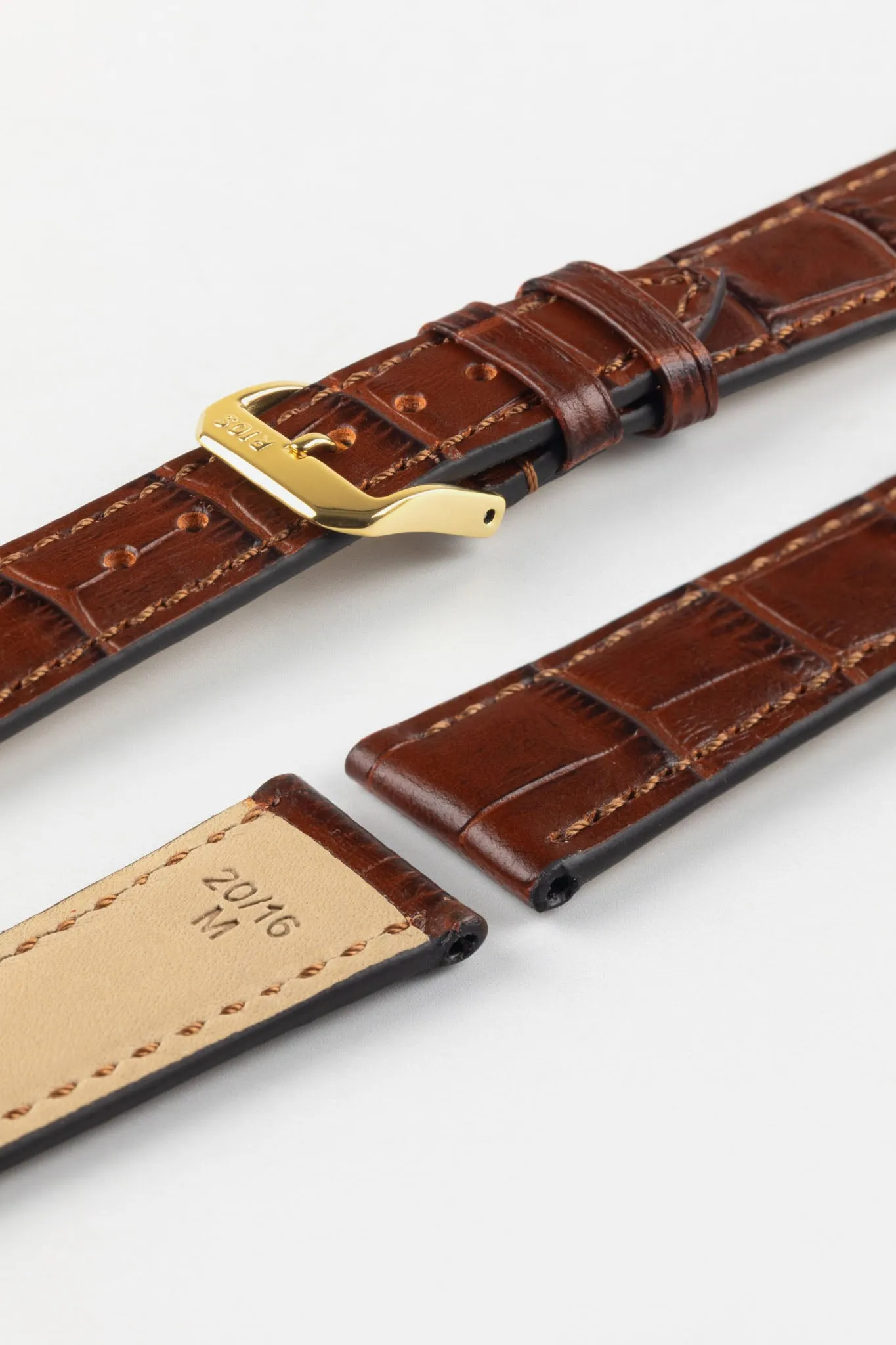 RIOS1931 ORLANDO Alligator-Embossed Leather Watch Strap in MAHOGANY