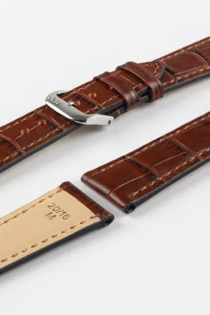 RIOS1931 ORLANDO Alligator-Embossed Leather Watch Strap in MAHOGANY