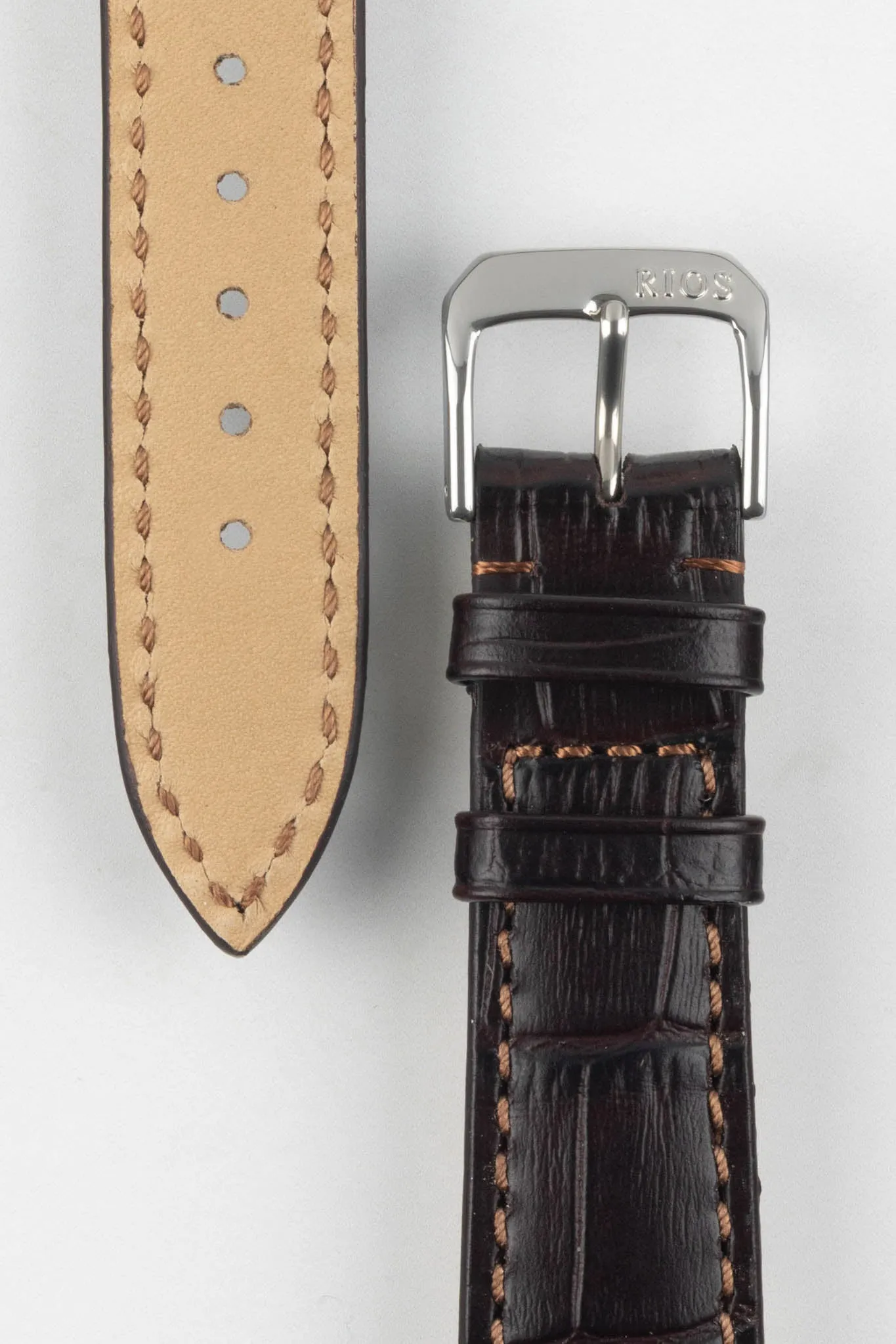 RIOS1931 ORLANDO Alligator-Embossed Leather Watch Strap in MOCHA