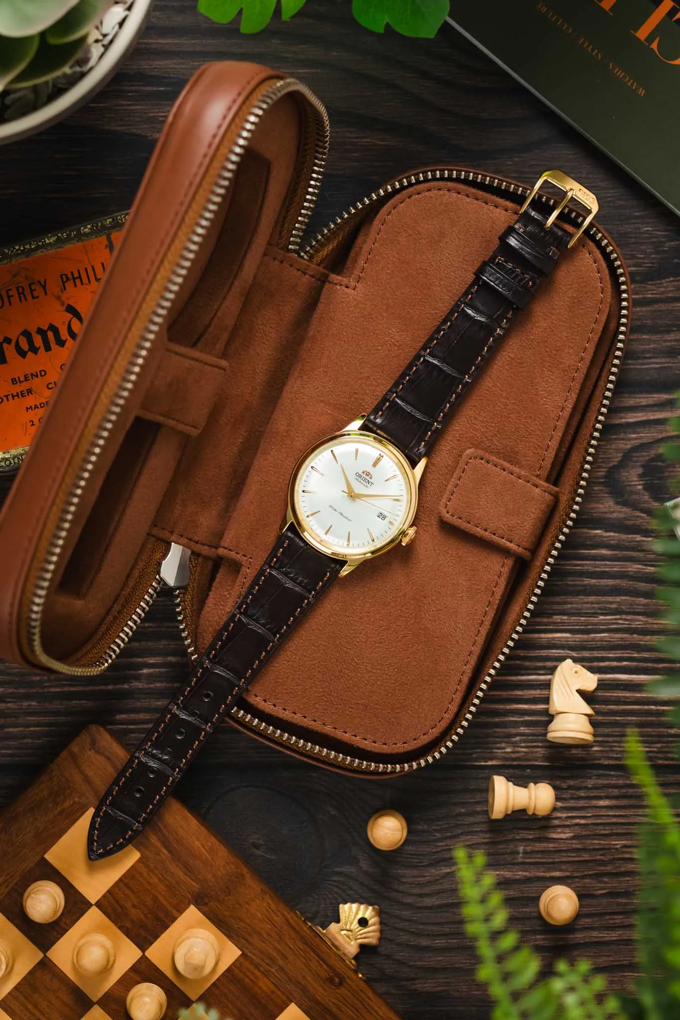 RIOS1931 ORLANDO Alligator-Embossed Leather Watch Strap in MOCHA