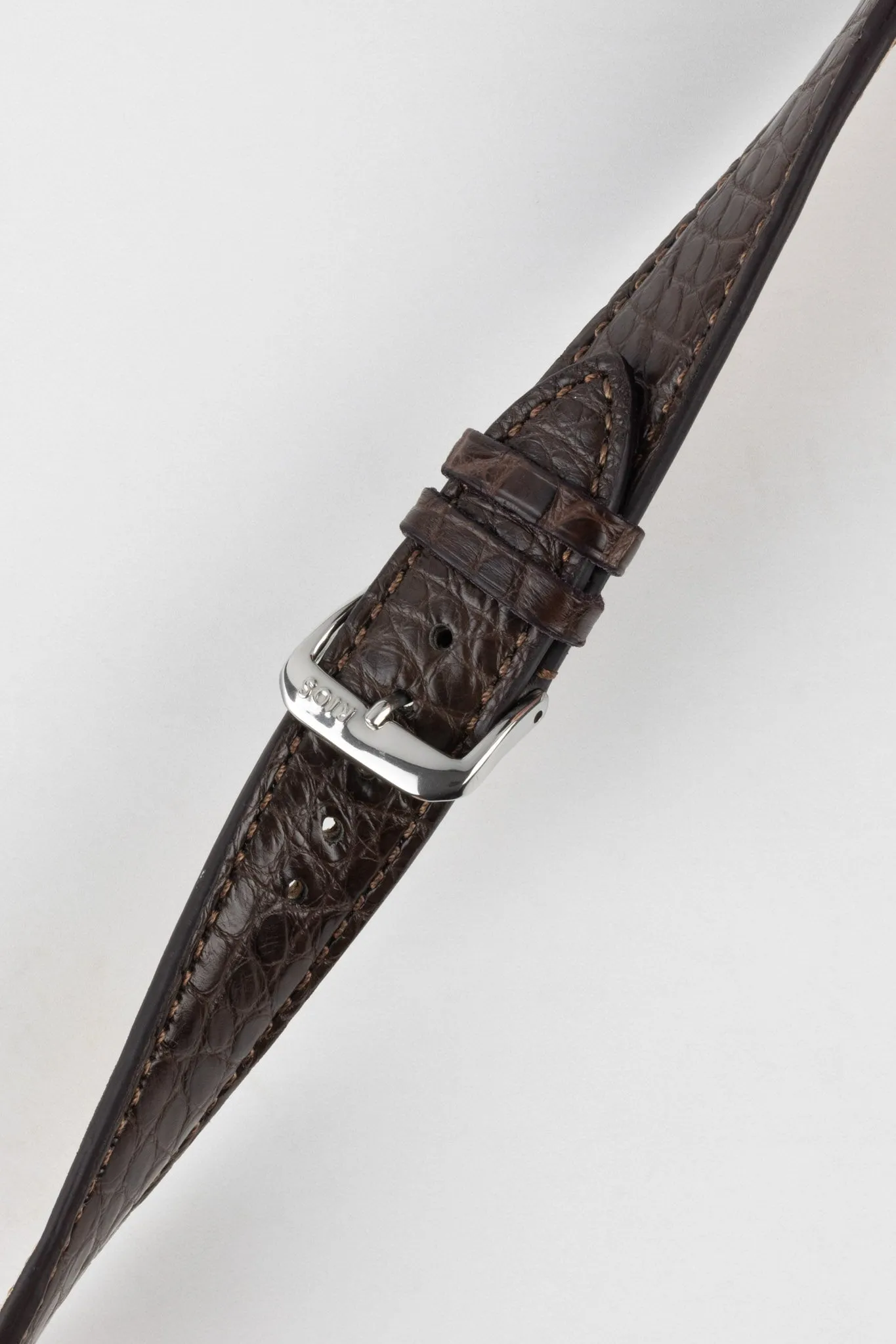 RIOS1931 PRESTIGE Genuine Alligator Flank Watch Strap in MOCHA