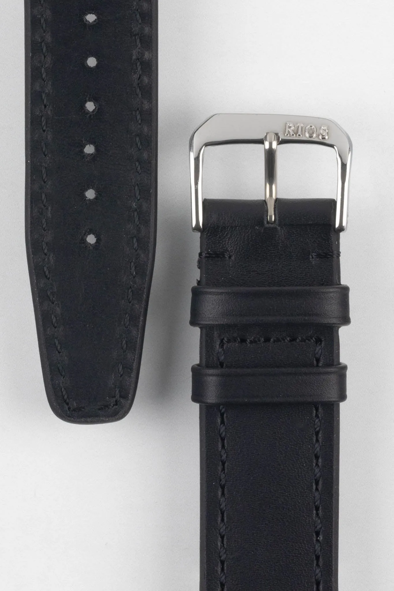 RIOS1931 SCIROCCO Genuine Calfskin Leather Watch Strap in Black