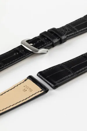 RIOS1931 SENATOR Genuine Alligator Square-Padding Watch Strap in BLACK