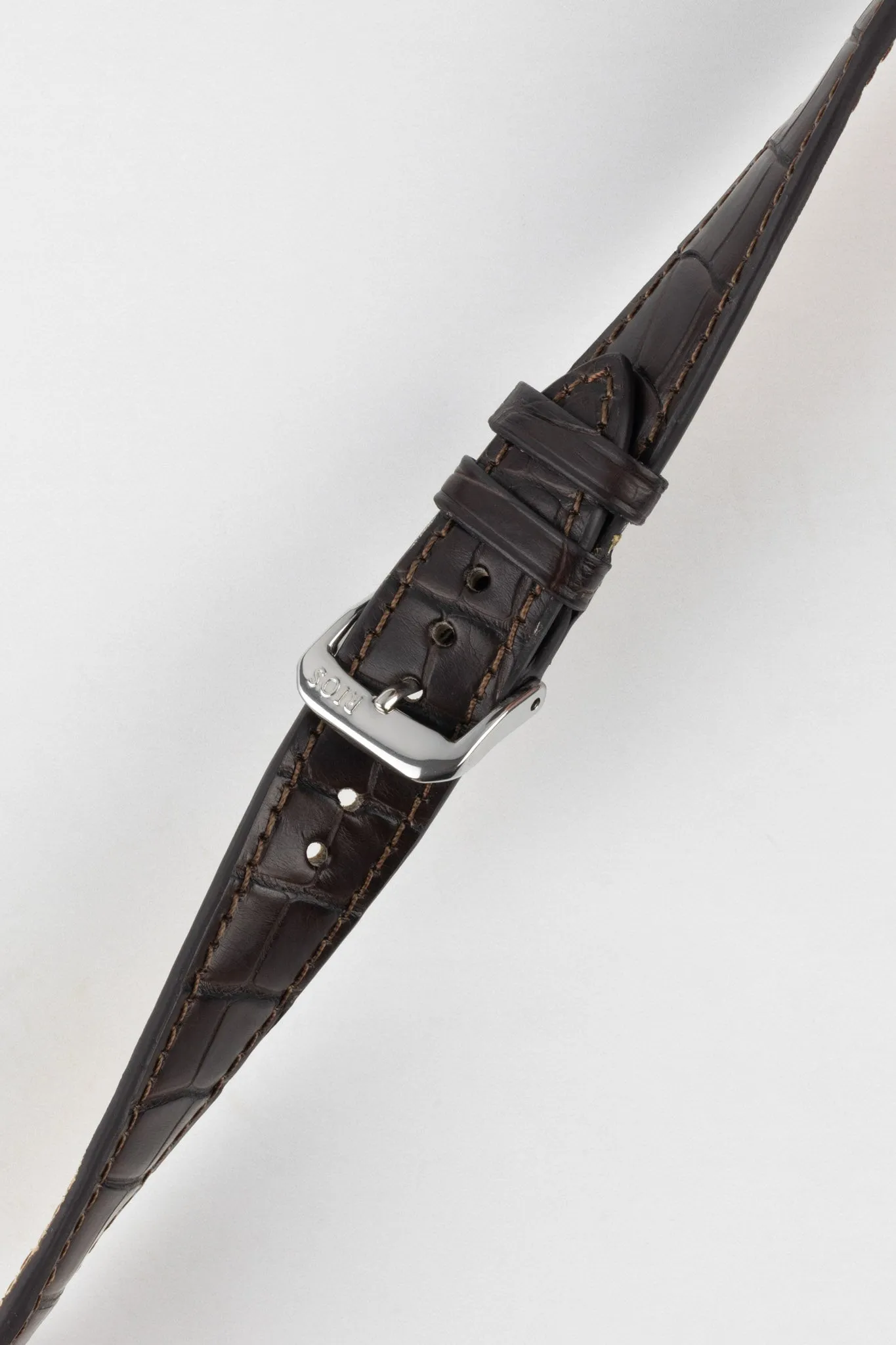 RIOS1931 SENATOR Genuine Alligator Square-Padding Watch Strap in MOCHA