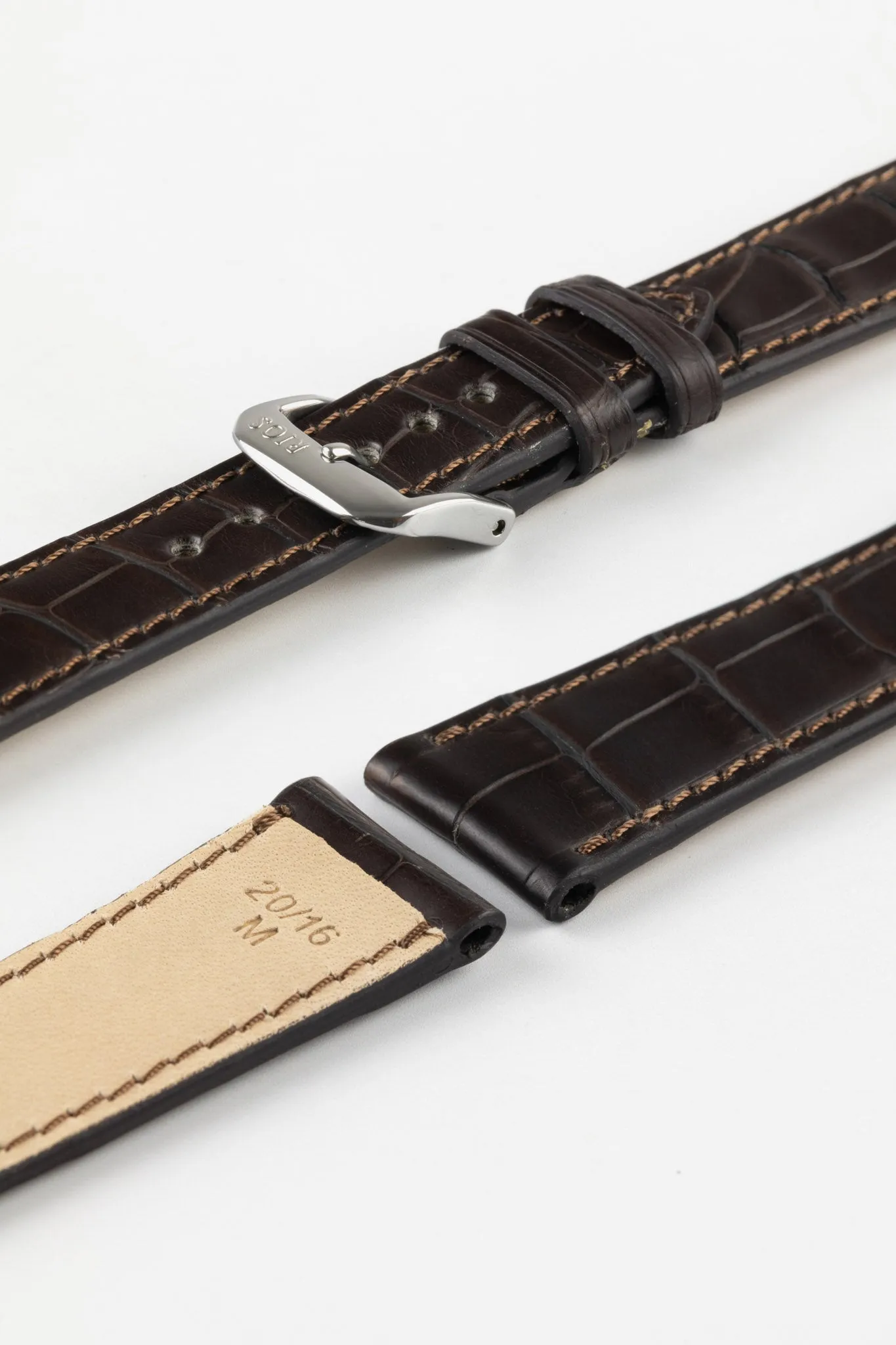 RIOS1931 SENATOR Genuine Alligator Square-Padding Watch Strap in MOCHA