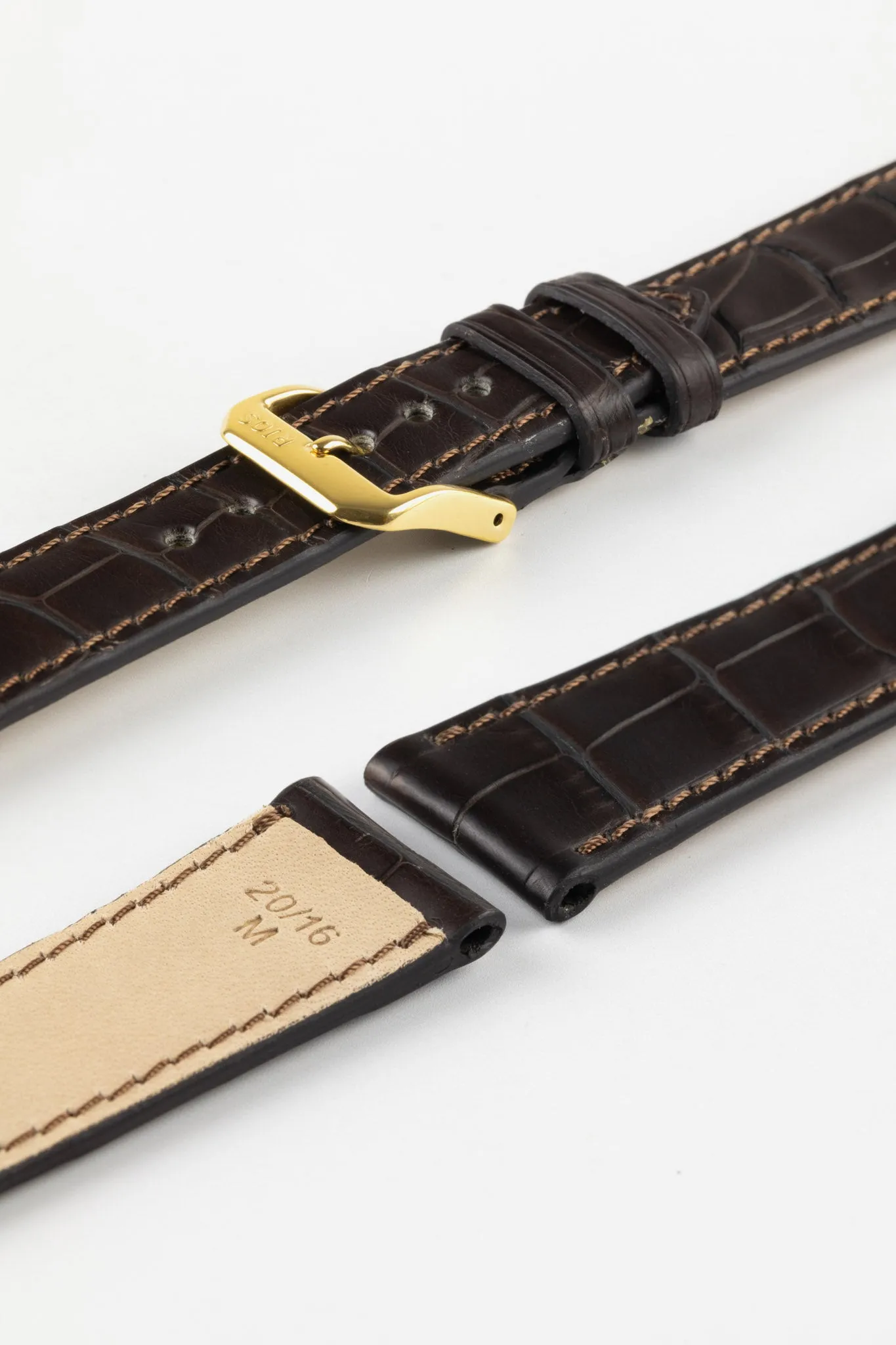 RIOS1931 SENATOR Genuine Alligator Square-Padding Watch Strap in MOCHA