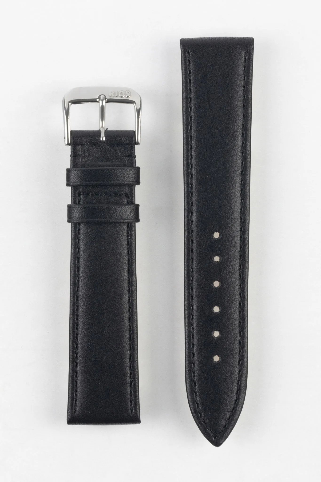 RIOS1931 TOSCANA Square-Padded Calfskin Leather Watch Strap in BLACK