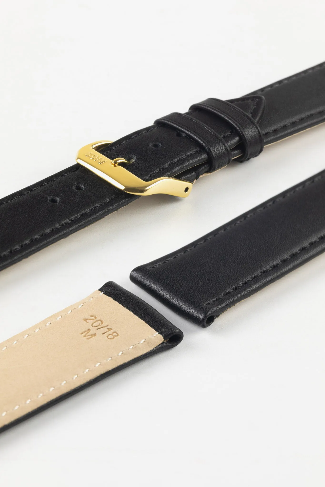 RIOS1931 TOSCANA Square-Padded Calfskin Leather Watch Strap in BLACK