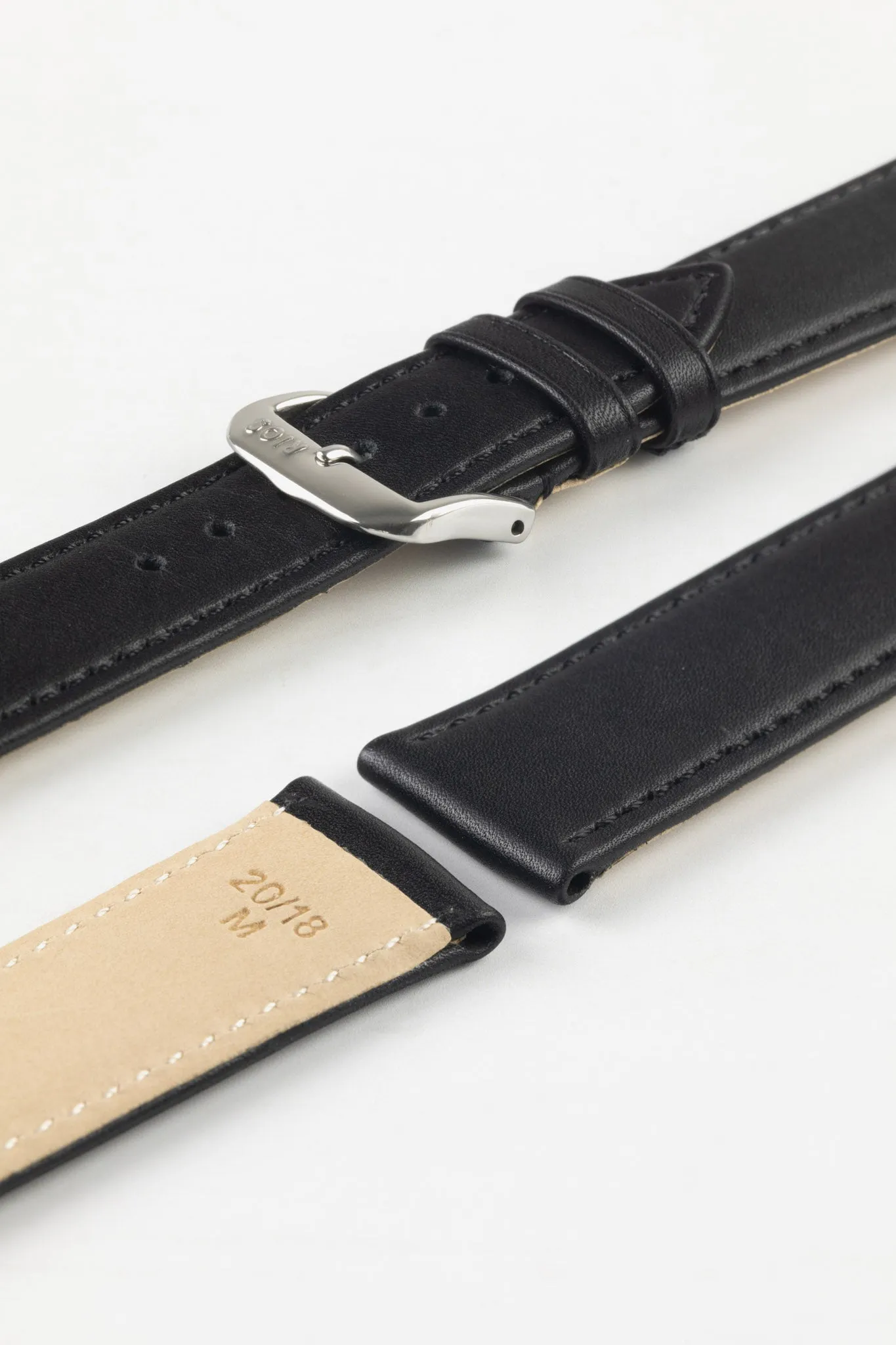 RIOS1931 TOSCANA Square-Padded Calfskin Leather Watch Strap in BLACK