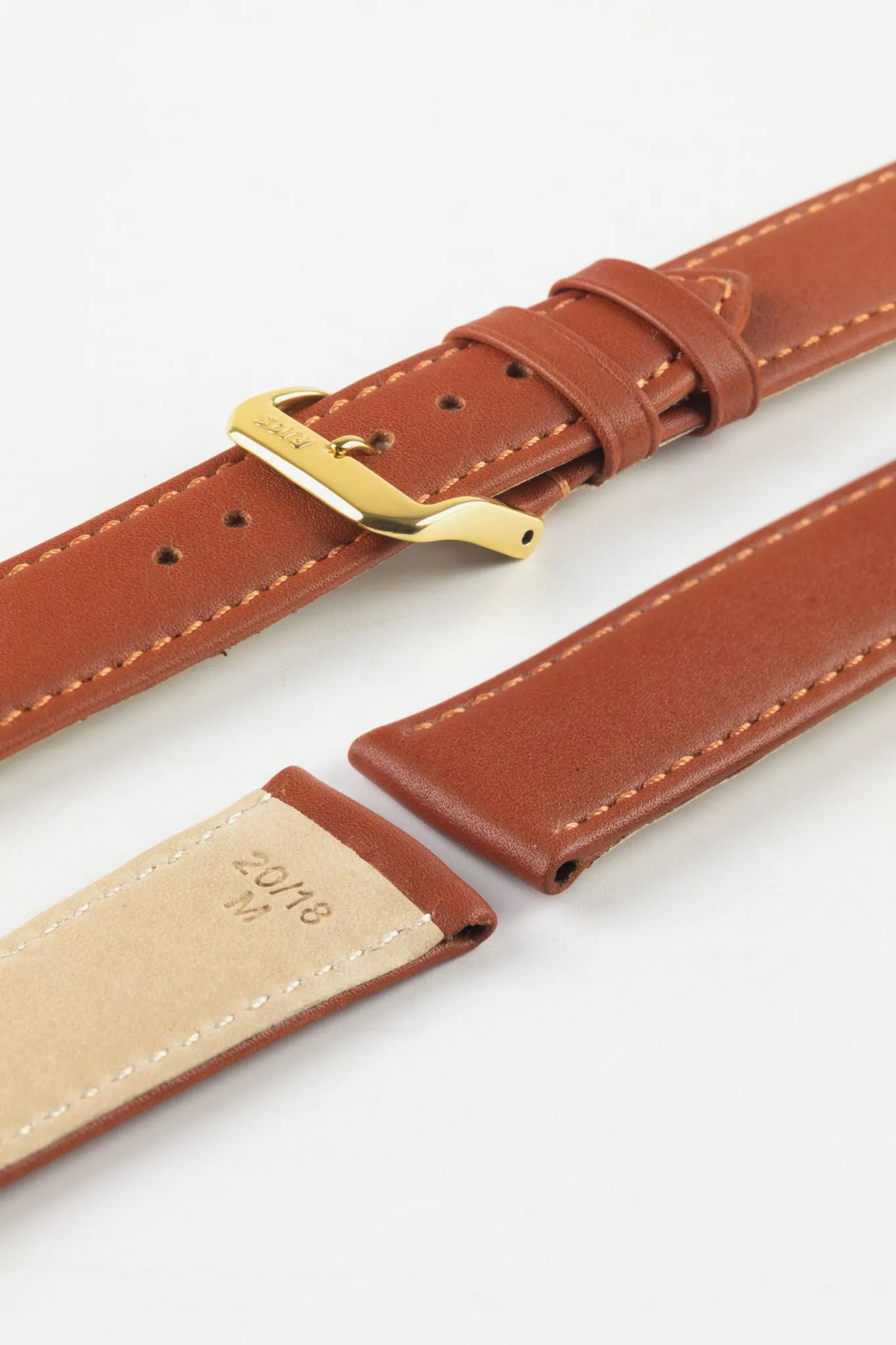 RIOS1931 TOSCANA Square-Padded Calfskin Leather Watch Strap in COGNAC