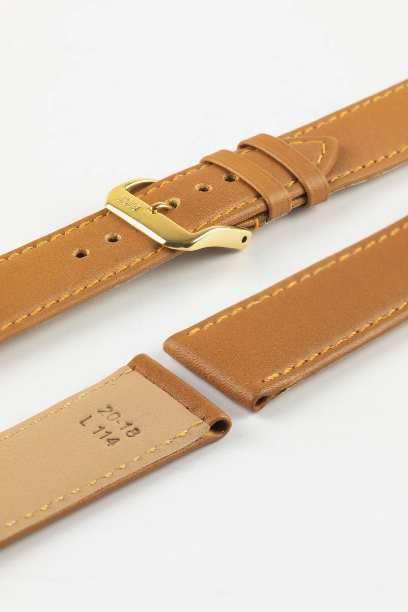 RIOS1931 TOSCANA Square-Padded Calfskin Leather Watch Strap in HONEY