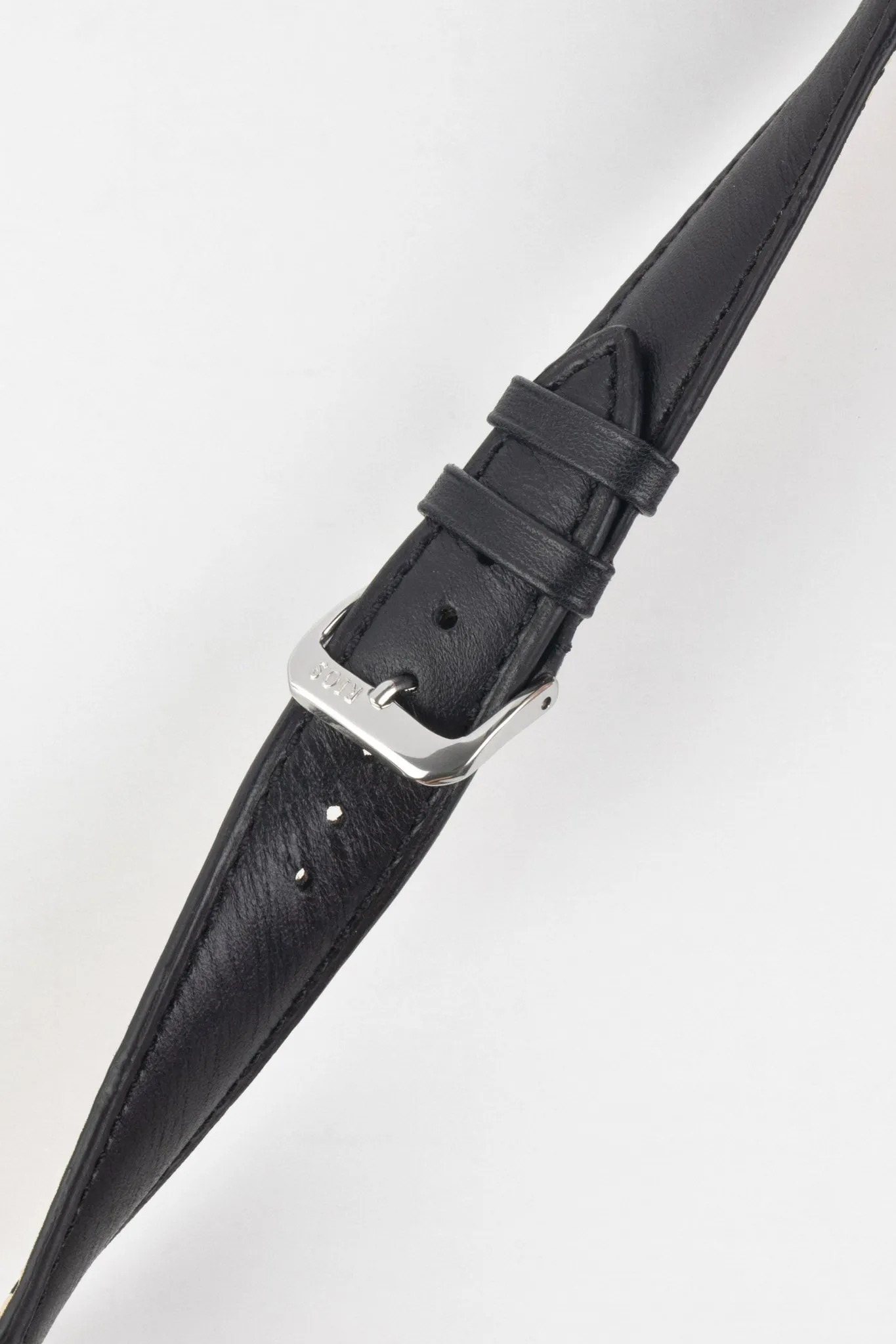 RIOS1931 TULA Genuine Russia Leather Bund Watch Strap in BLACK
